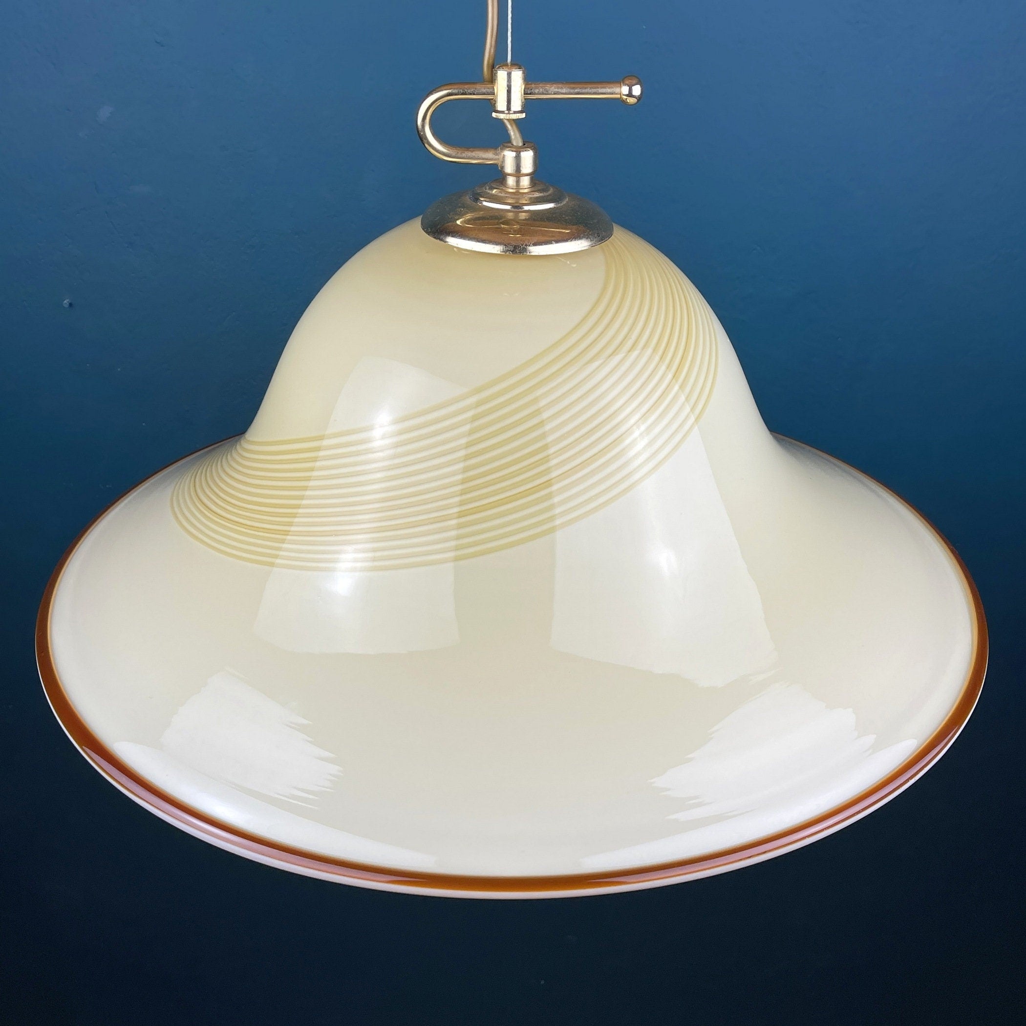 Vintage De Majo Murano Glass Pendant Lamp: Beige Mid-Century Lighting
