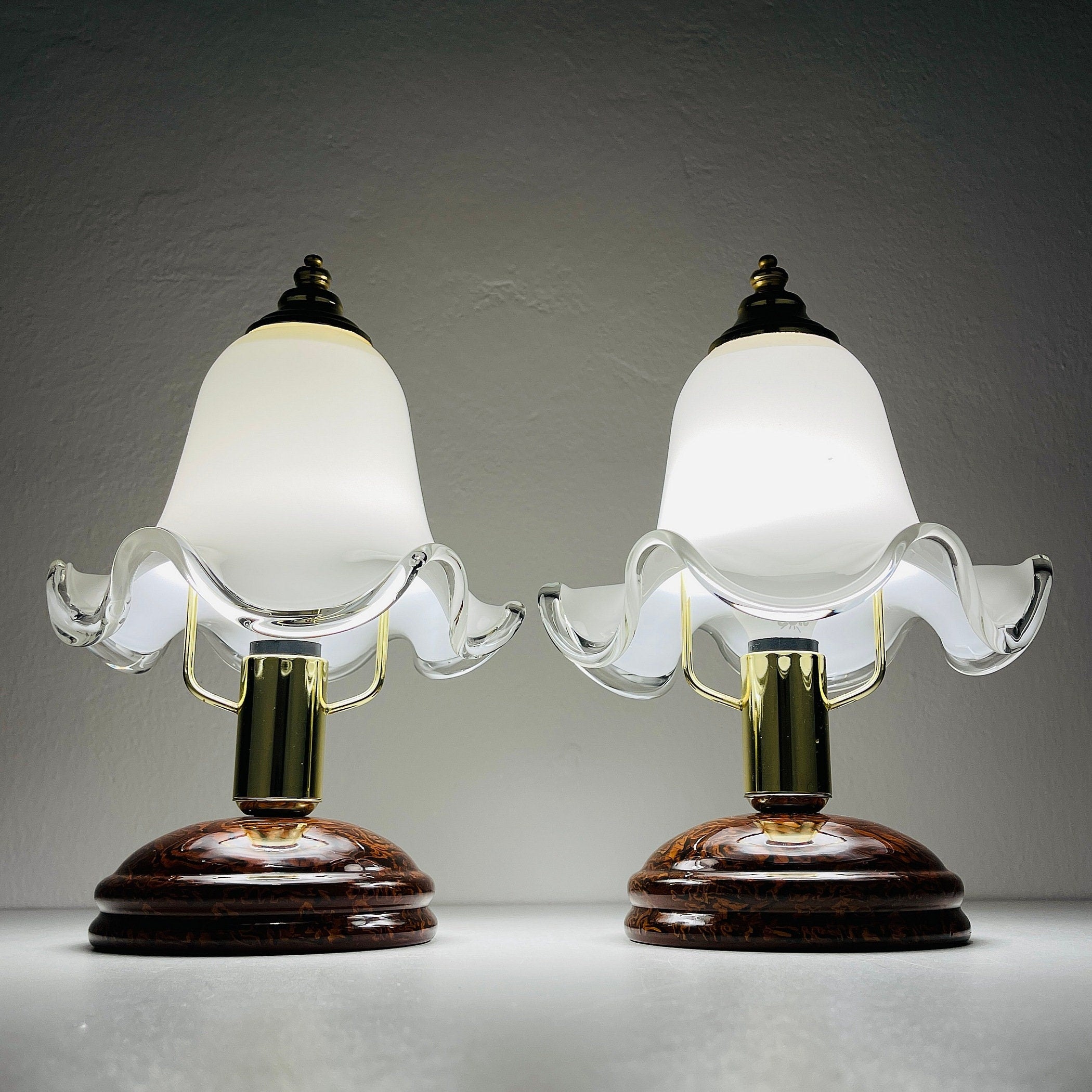 Vintage murano night table lamps Italy 1980s Set of 2 Vintage home decor