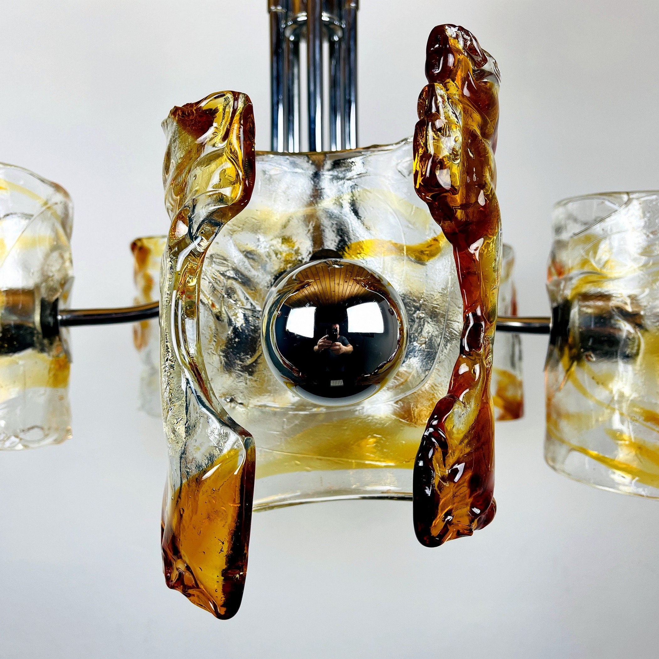 Vintage Murano chandelier Mazzega by Toni Zuccheri, Italy 1970s, Mid-century, Space age