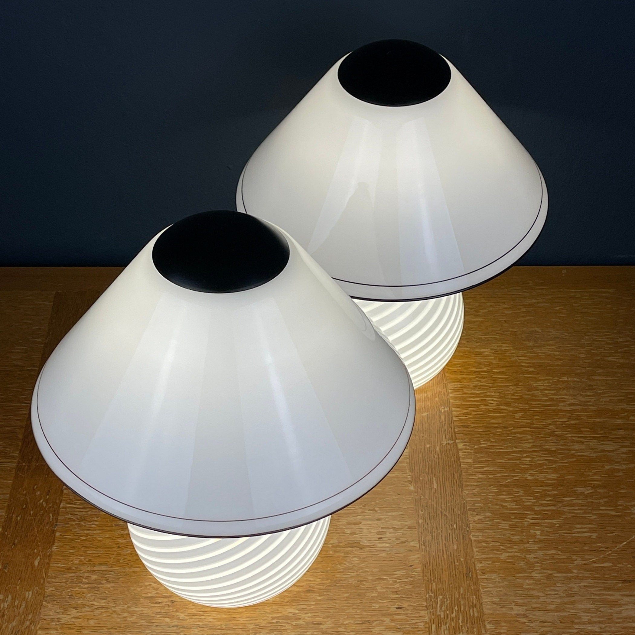 Murano Mushroom Table Lamps: Italian Modern Retro Decor, 1970s, Set of 2