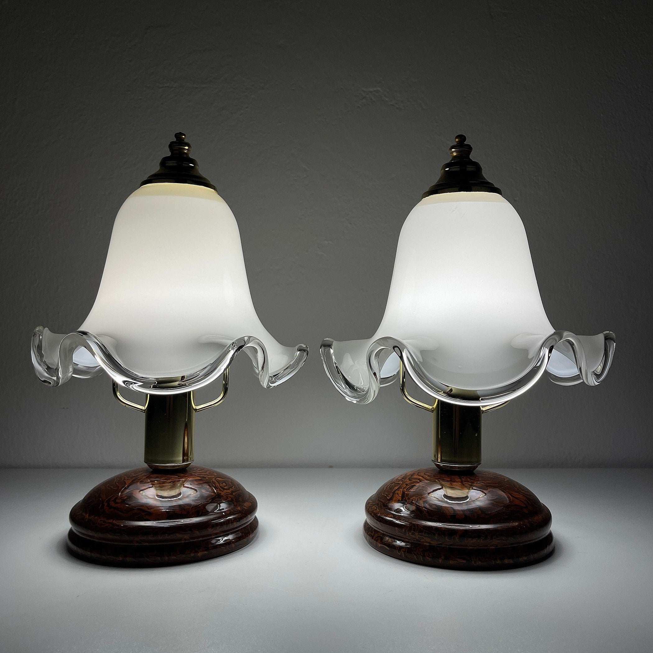 Vintage murano night table lamps Italy 1980s Set of 2 Vintage home decor