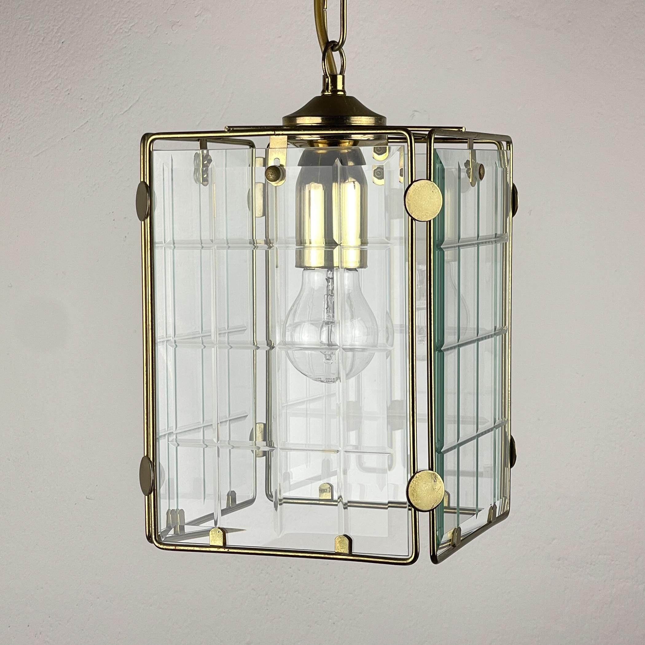 Vintage brass pendant lamp, Italy, 1970s, Mid-century Italian modern