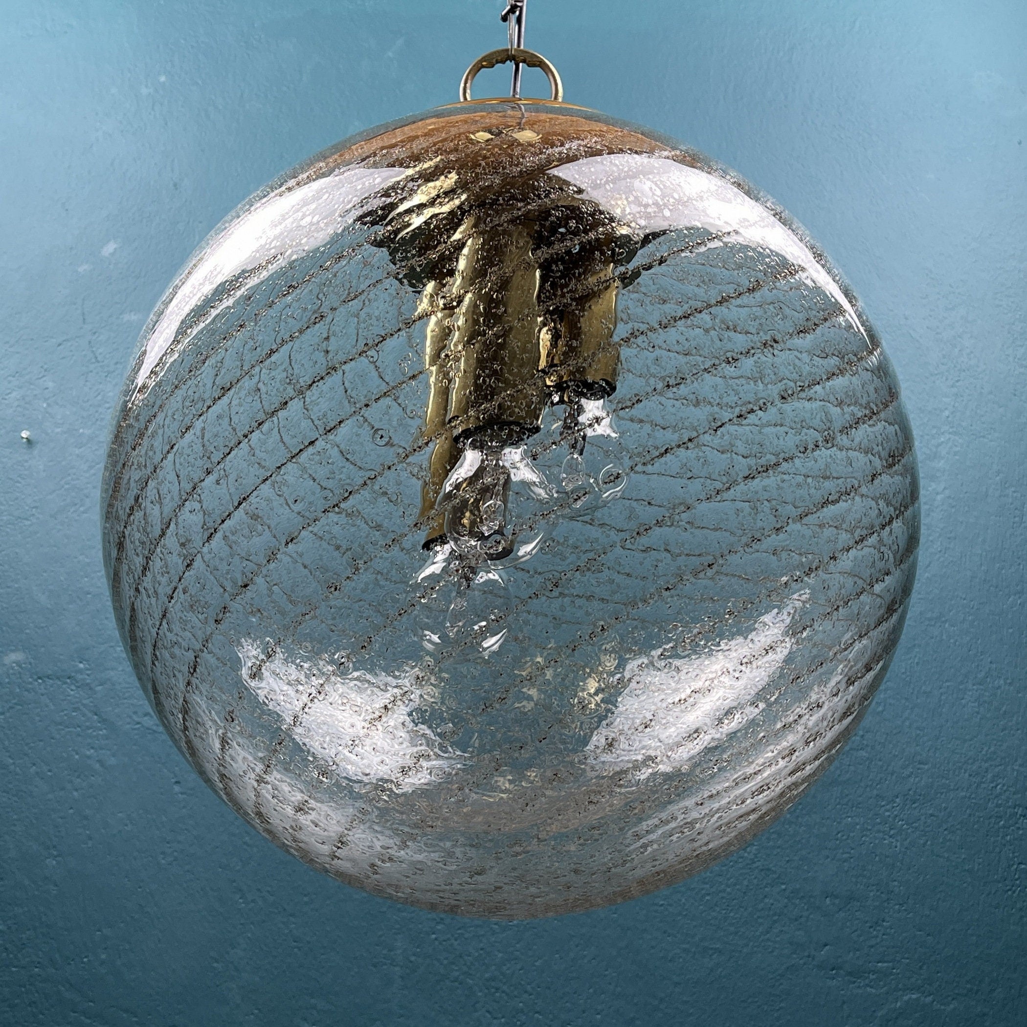 Vintage La Murrina Swirled Murano Glass Pendant Lamp - 1970s Italian Lighting