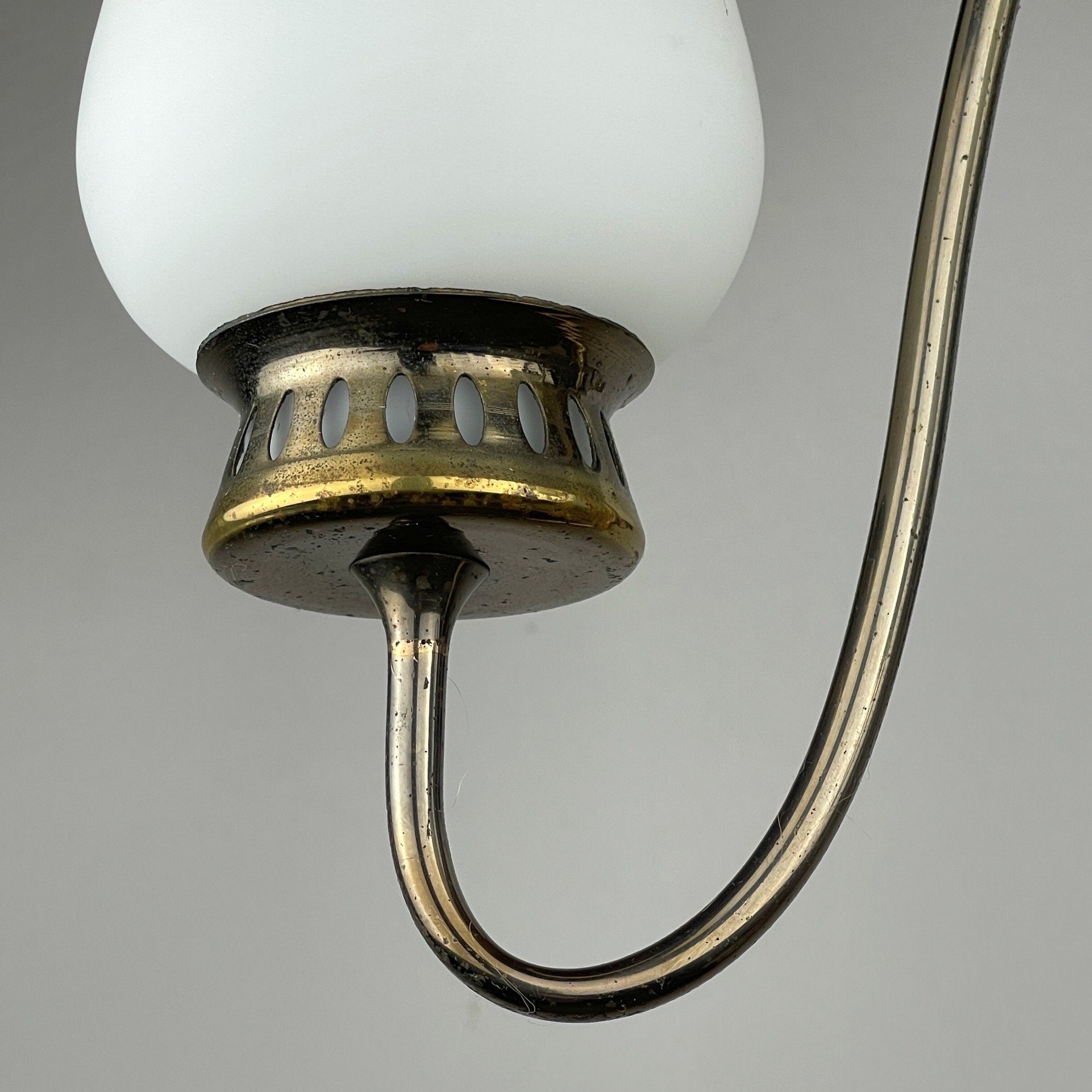 Vintage brass chandelier Italy 1950s Mid-century Art Deco design
