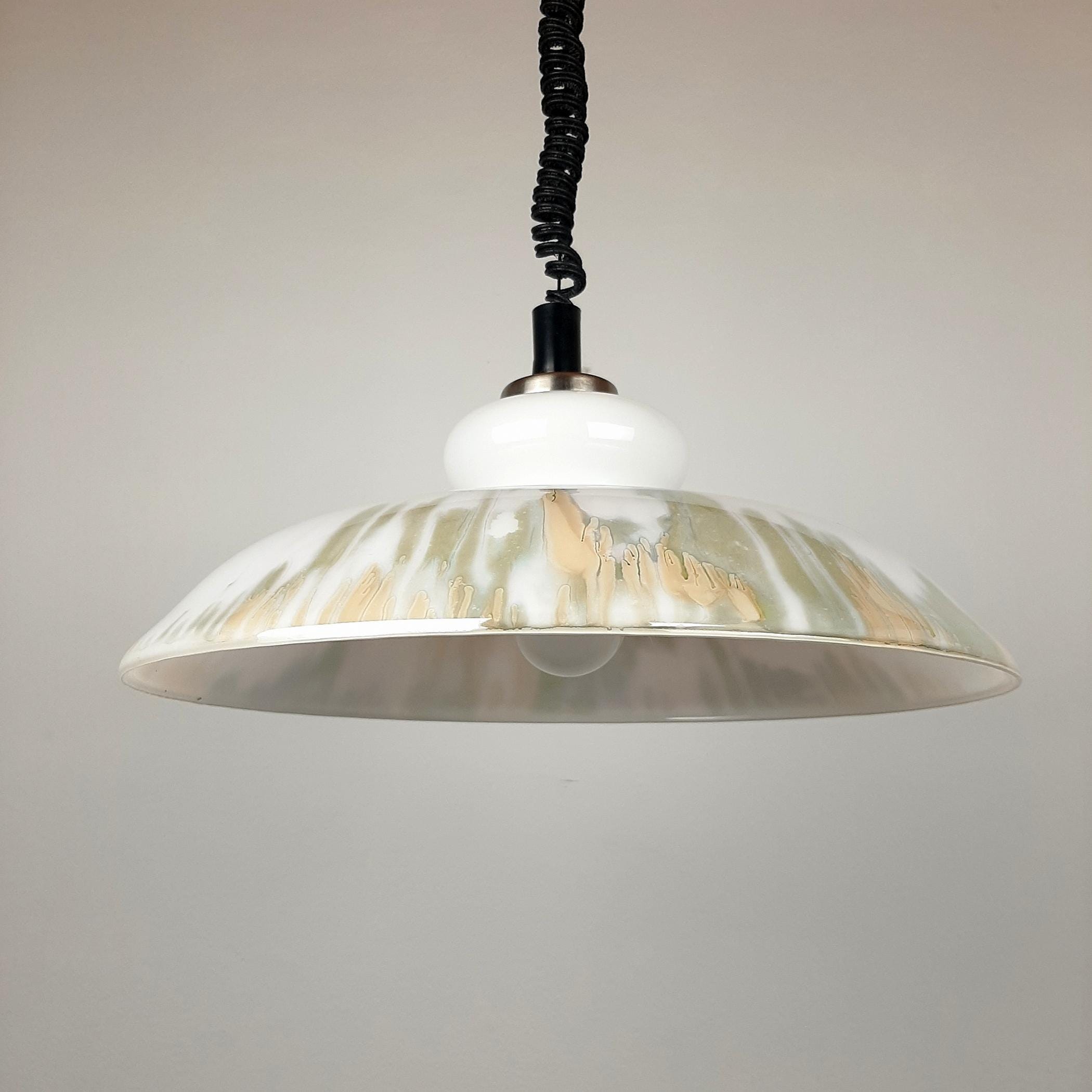 White Glass Pendant Lamp, Yugoslavia 1970s