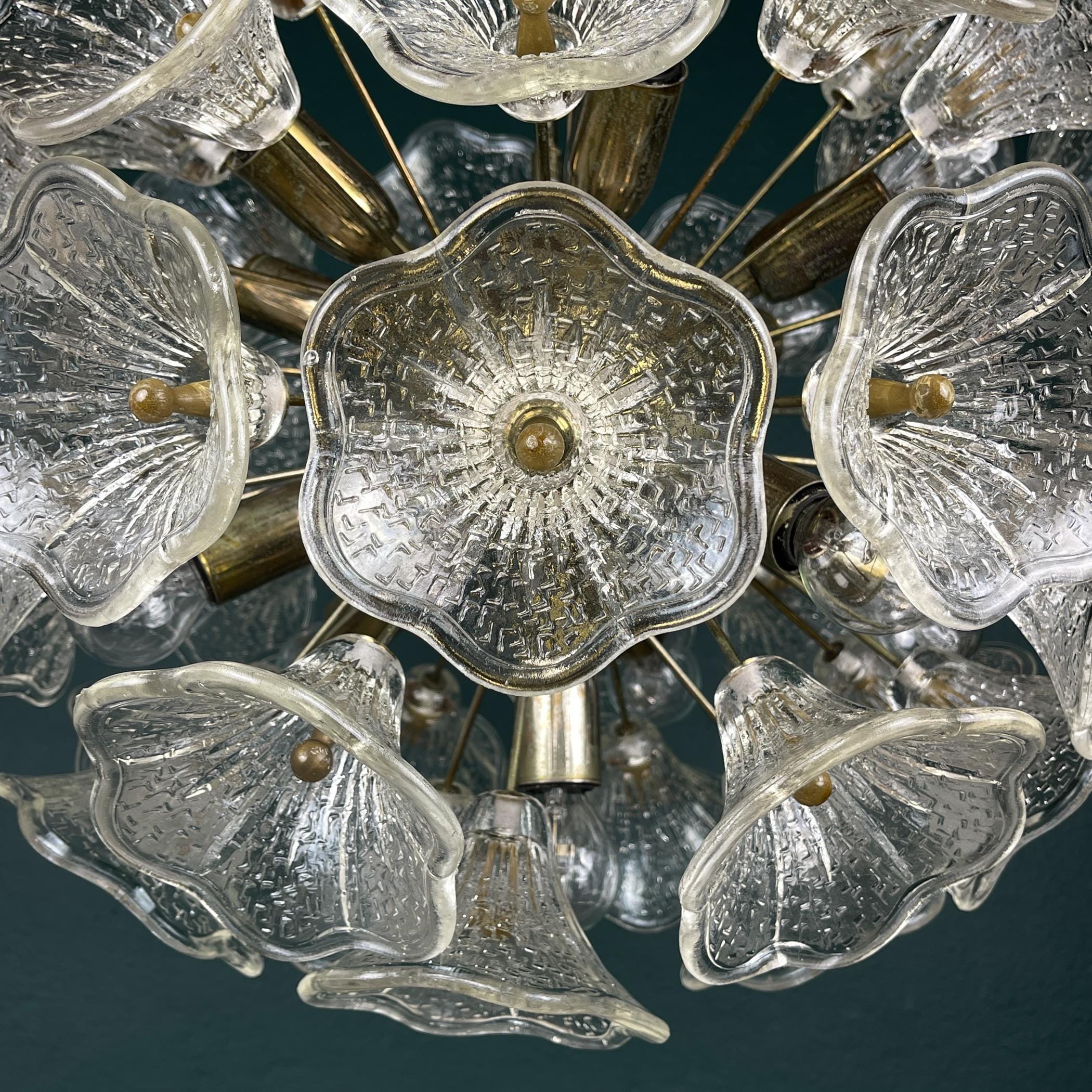 Large Murano chandelier Flower Sputnik by Paolo Venini for VeArt, Italy, 1960s