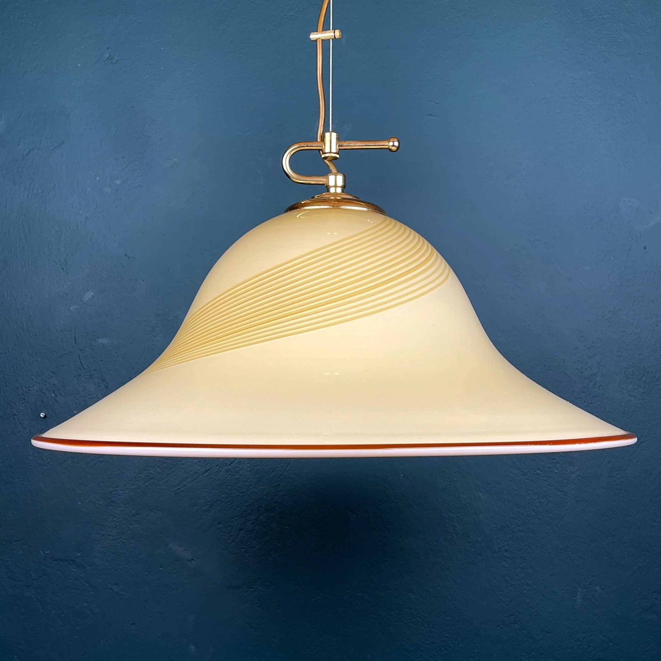 Vintage De Majo Murano Glass Pendant Lamp: Beige Mid-Century Lighting
