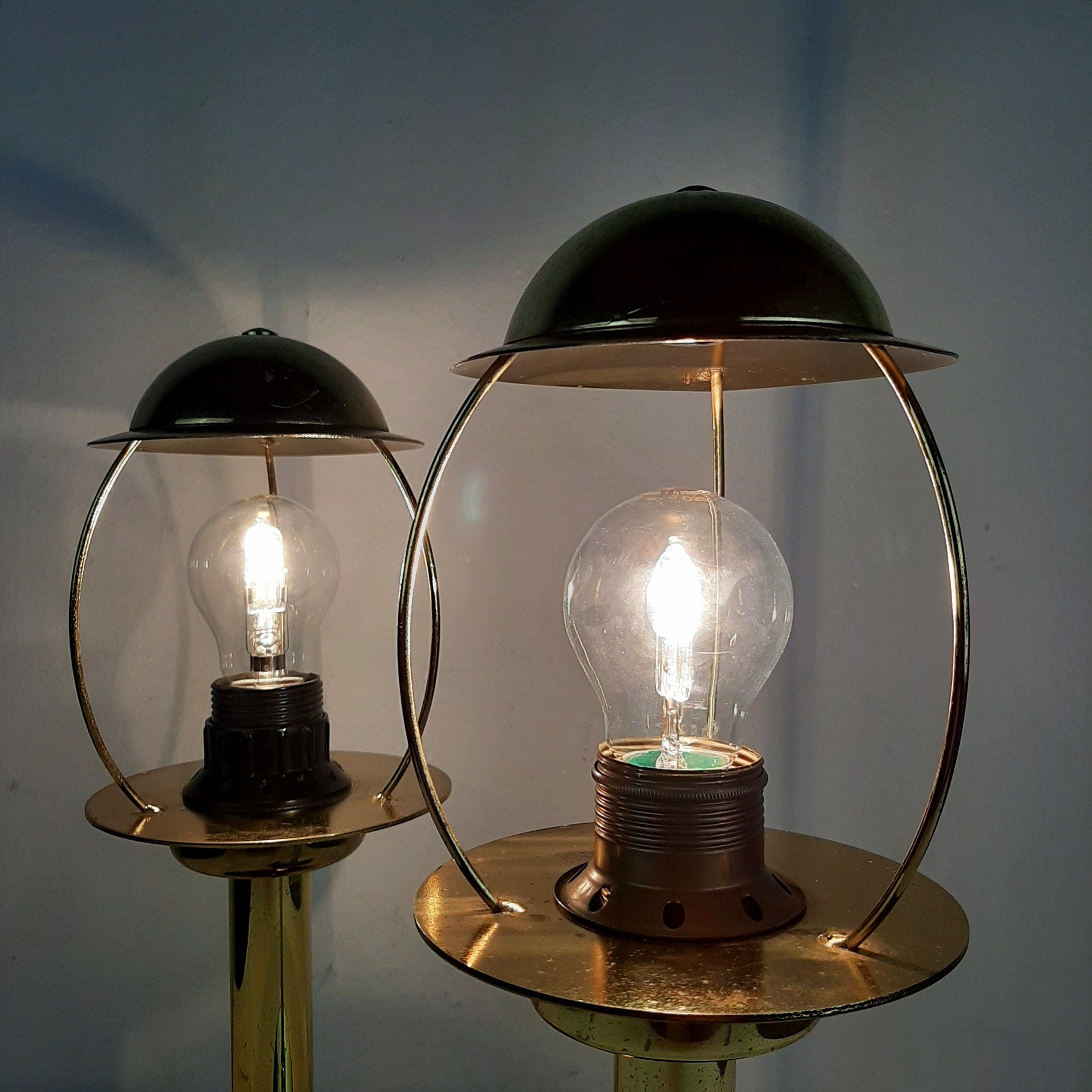 Vintage Gold Metal Table Lamps: Mid-Century Art Deco Night Lights