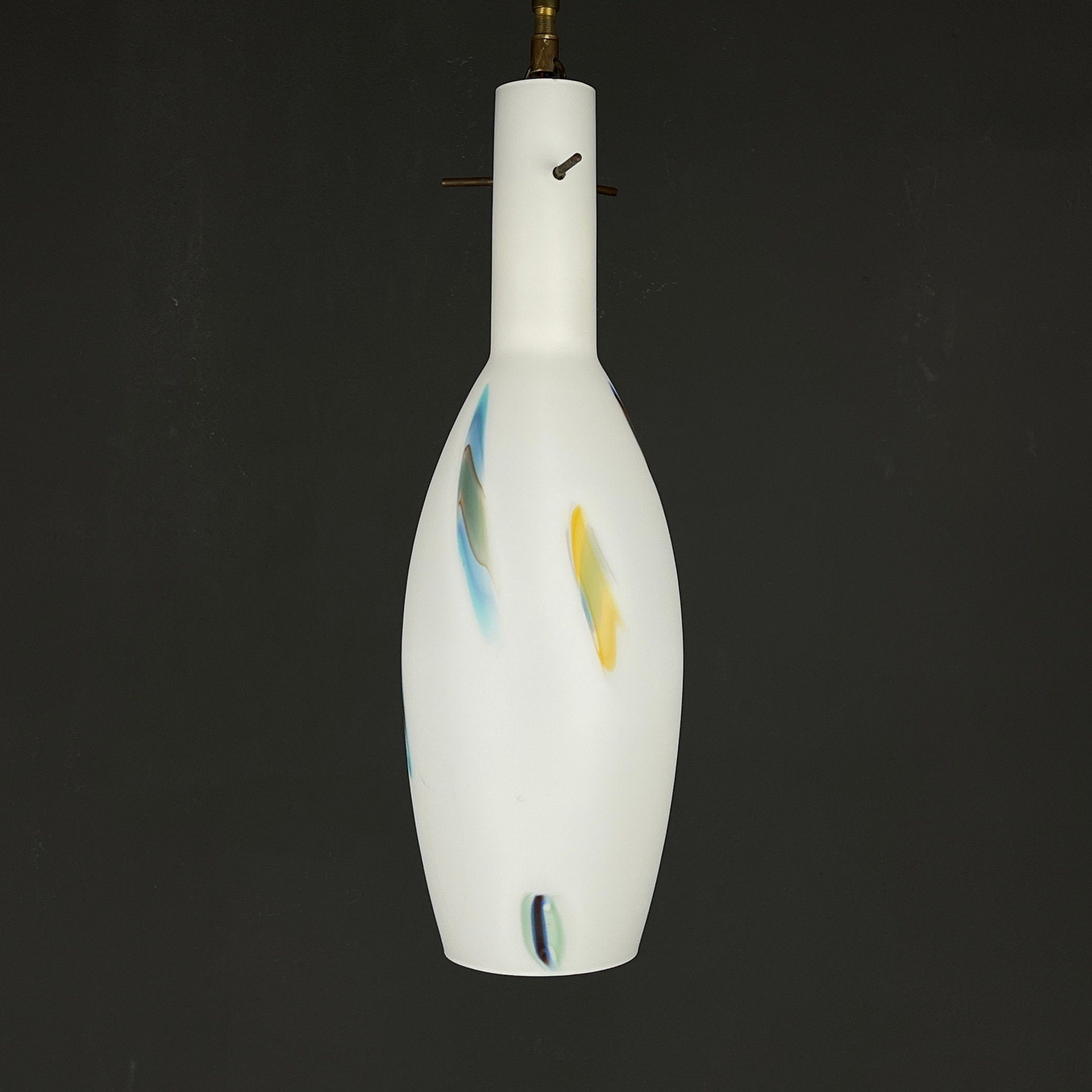 Multicolor opaline murano glass pendant lamp by Stilnovo, Italy 1950s, Mid-century modern