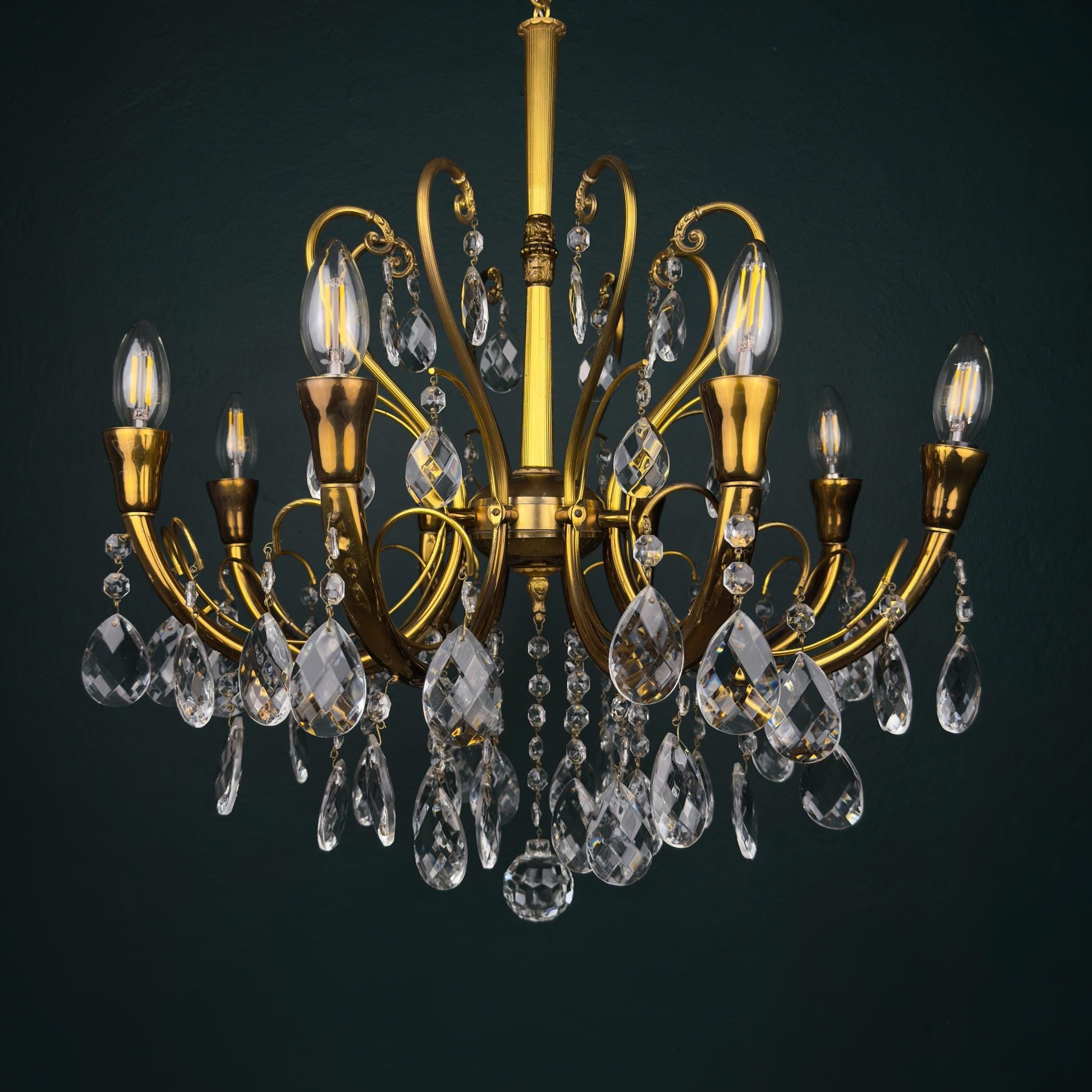 Vintage crystal chandelier, Italy 1950s