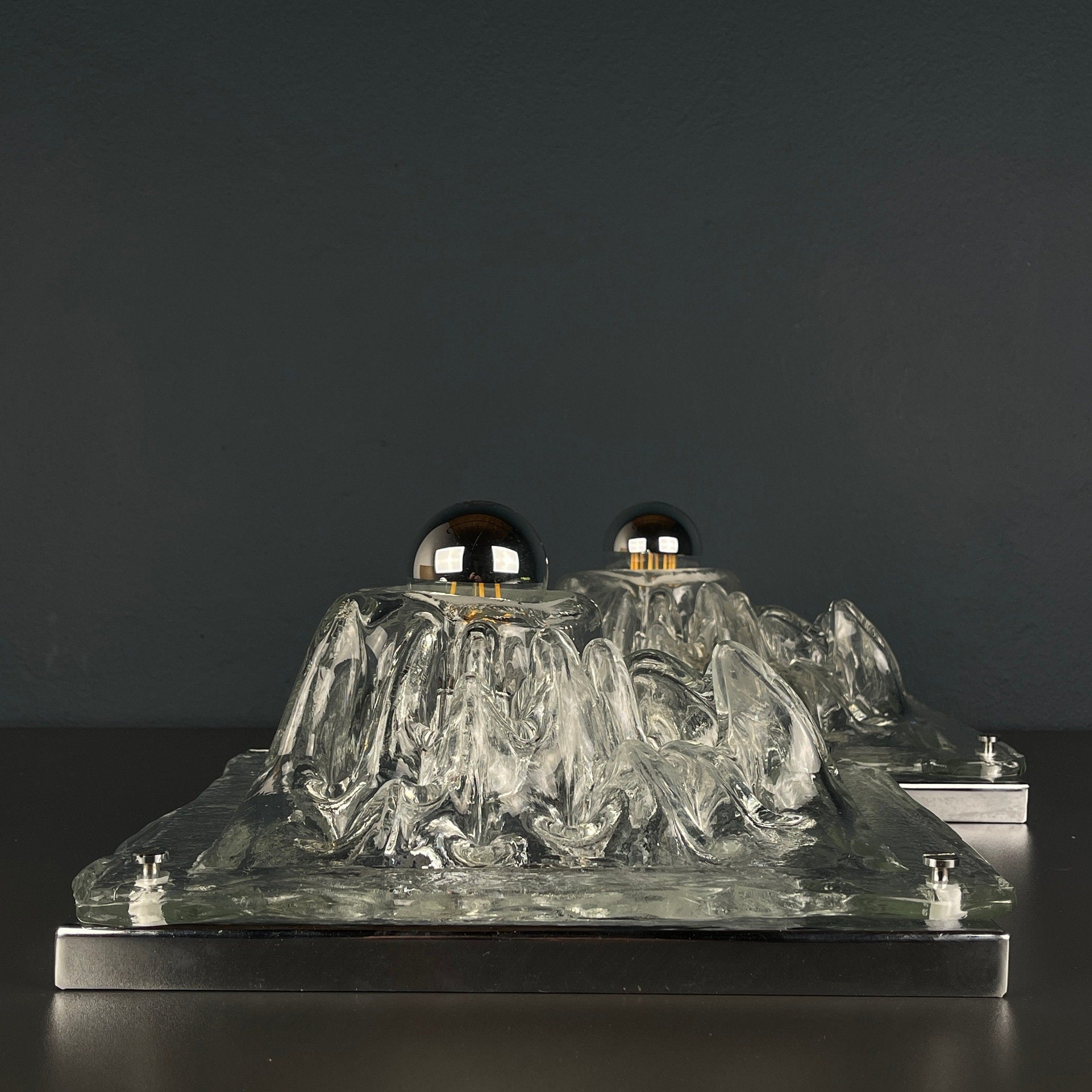 Vintage Murano Glass Wall Lamps - Angelo Brotto Polifemo - 1970s Italian Design, Set of 2