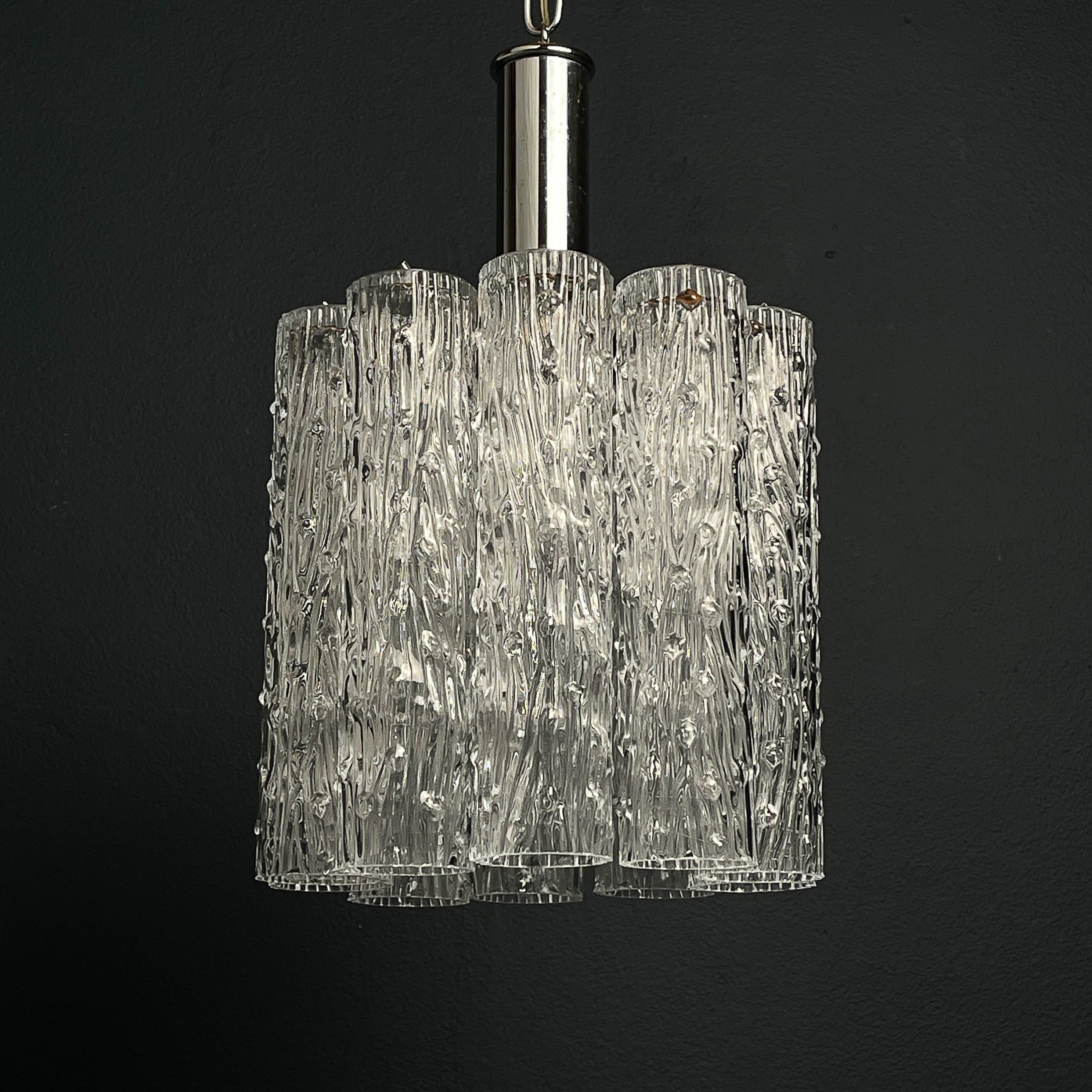 Mid-century murano glass chandelier Tronchi by Toni Zuccheri for Venini Italy 1960s
