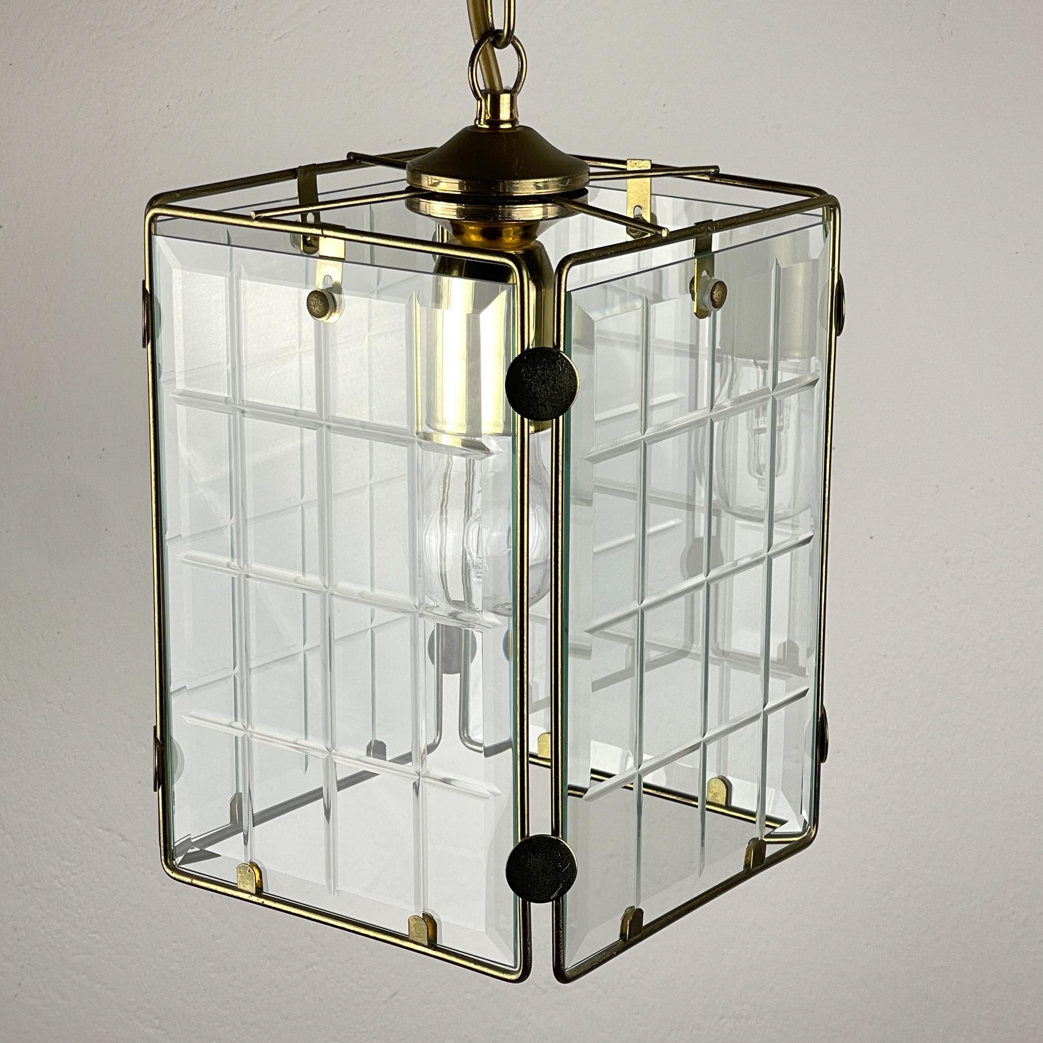 Vintage brass pendant lamp, Italy, 1970s, Mid-century Italian modern