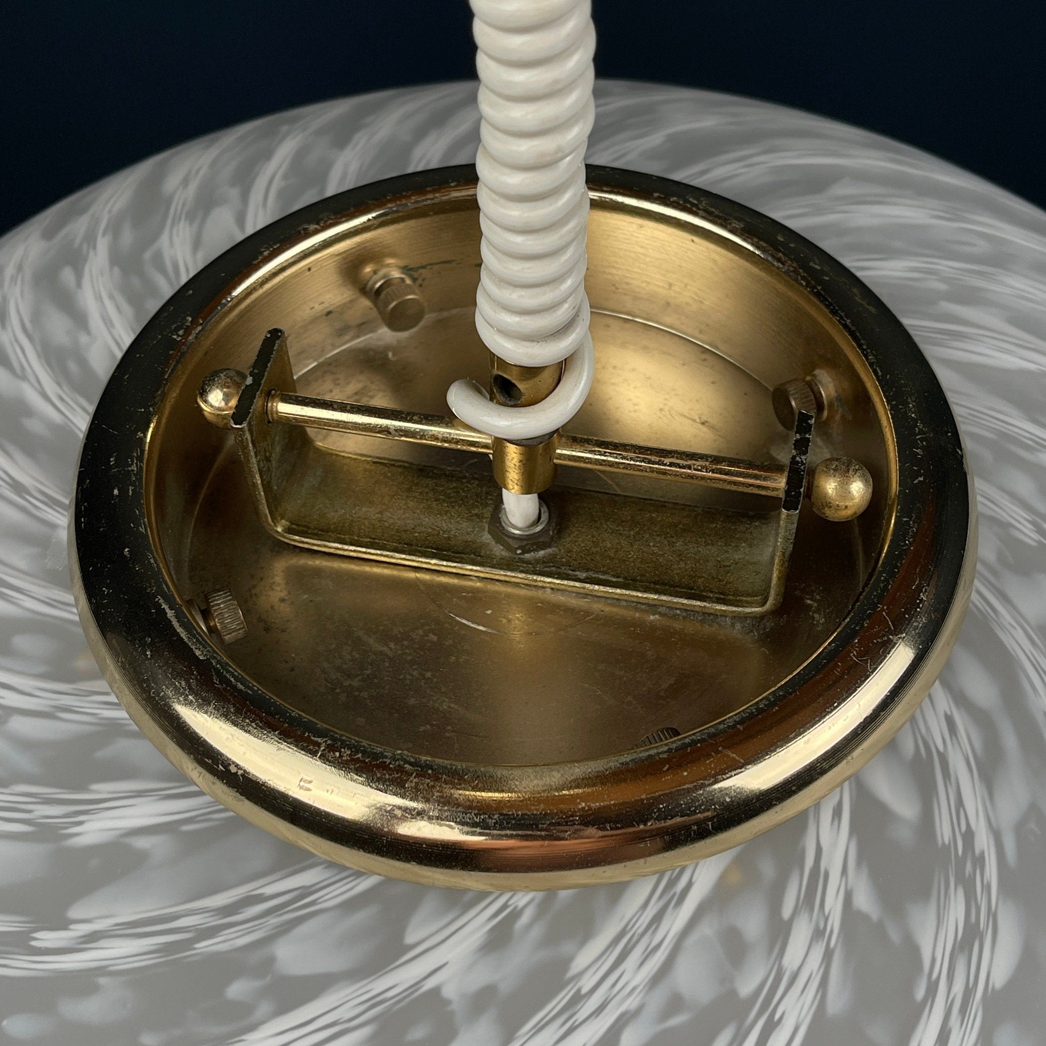 Large swirl murano glass pendant lamp Vetri Murano Italy 1970s