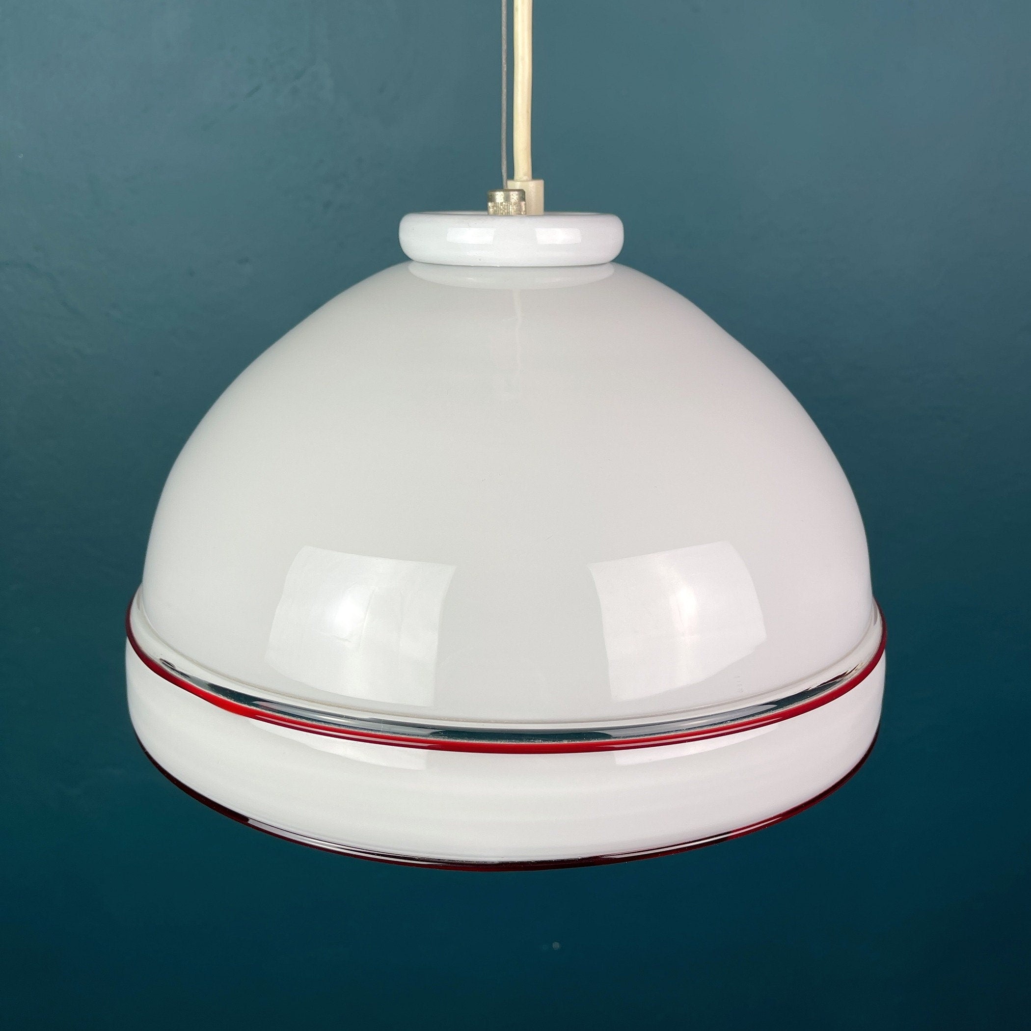 Vintage Murano Glass Pendant Lamp: 70s Italian Mid-Century Modern Lighting