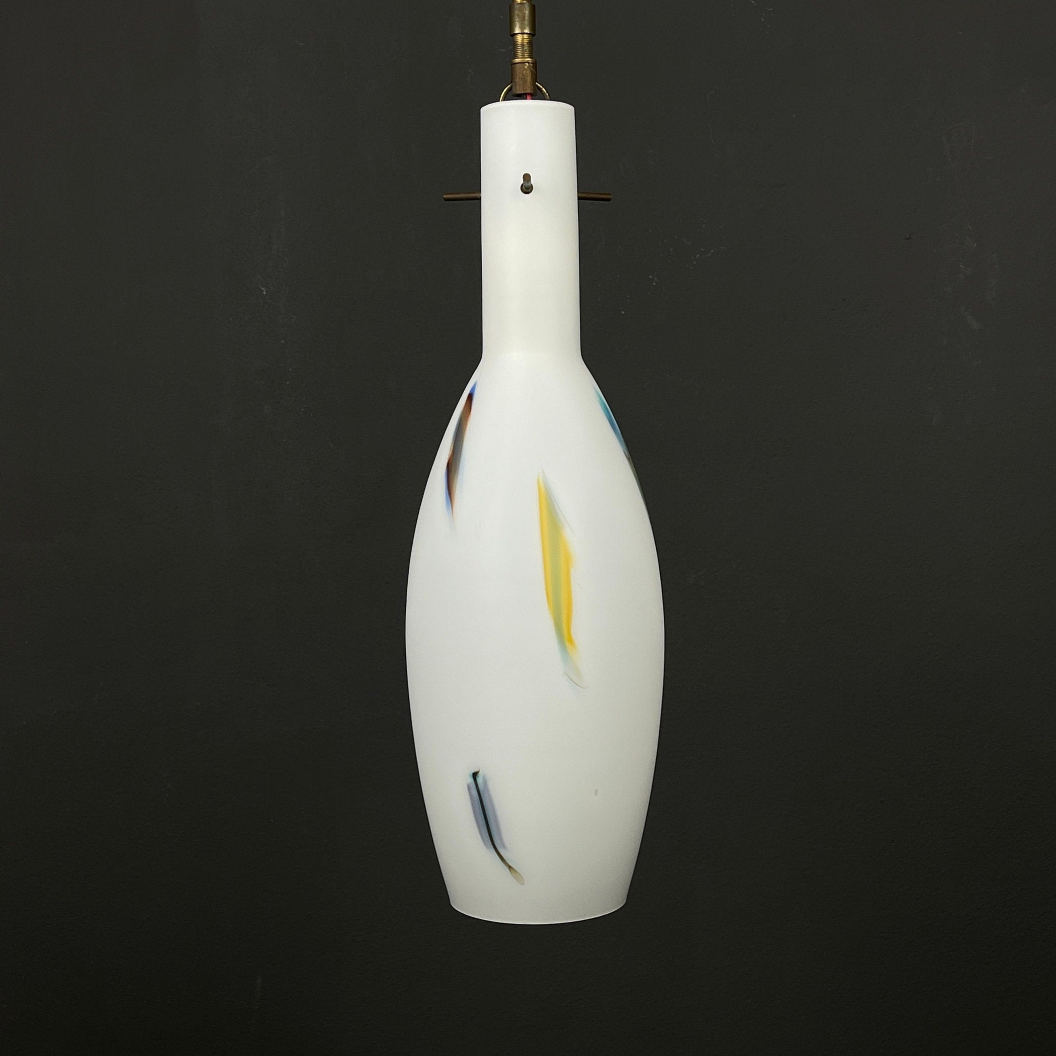 Multicolor opaline murano glass pendant lamp by Stilnovo, Italy 1950s, Mid-century modern