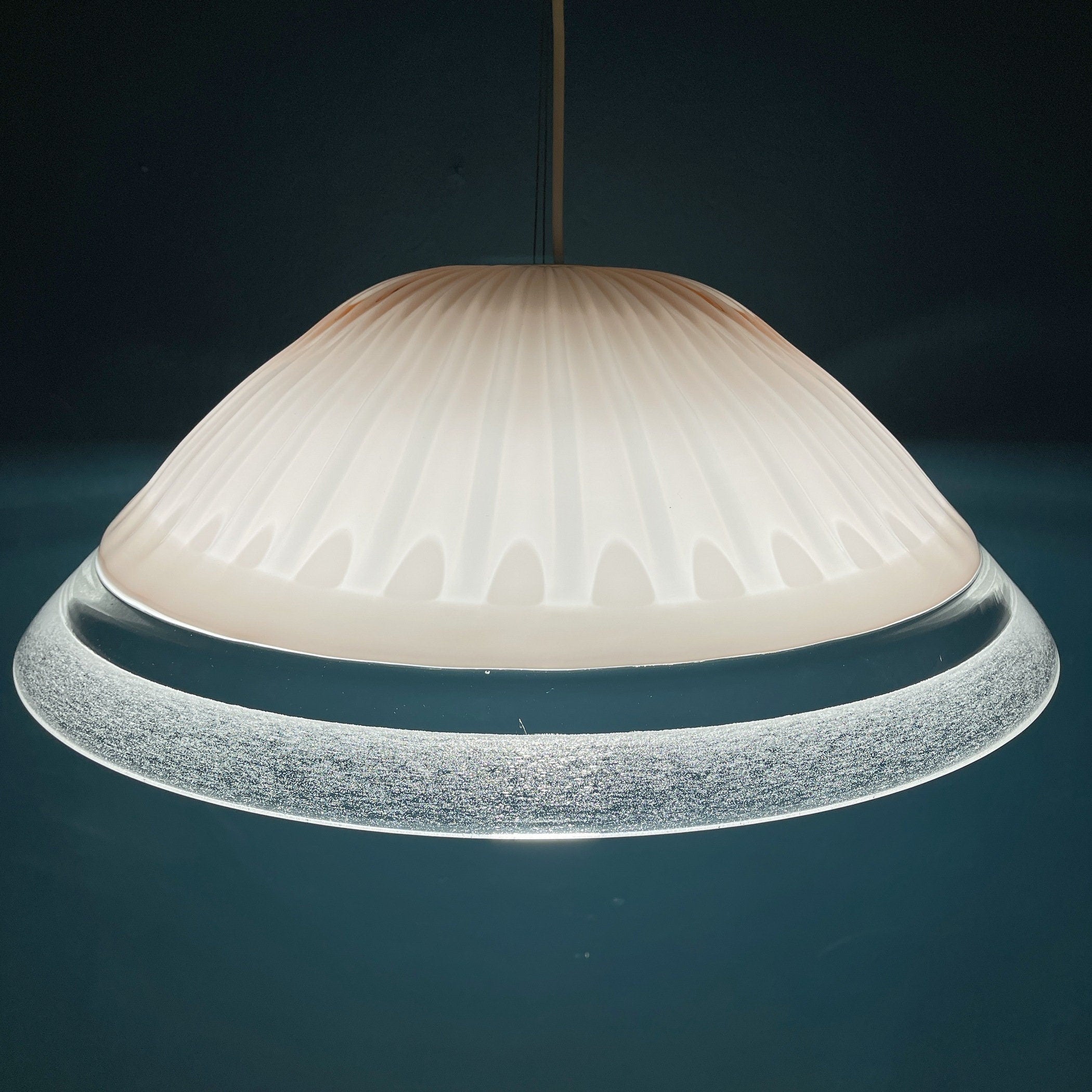 Vintage large pink murano glass chandelier Italy 1970s Mid-century murano pendant lamp