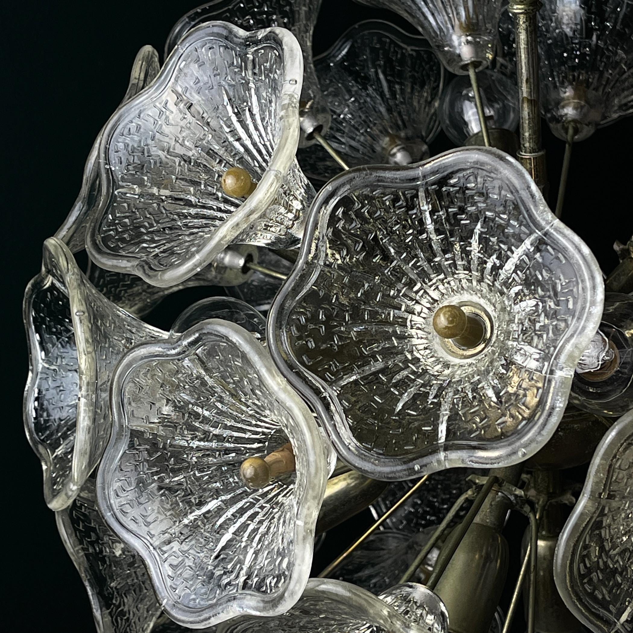 Large Murano chandelier Flower Sputnik by Paolo Venini for VeArt, Italy, 1960s