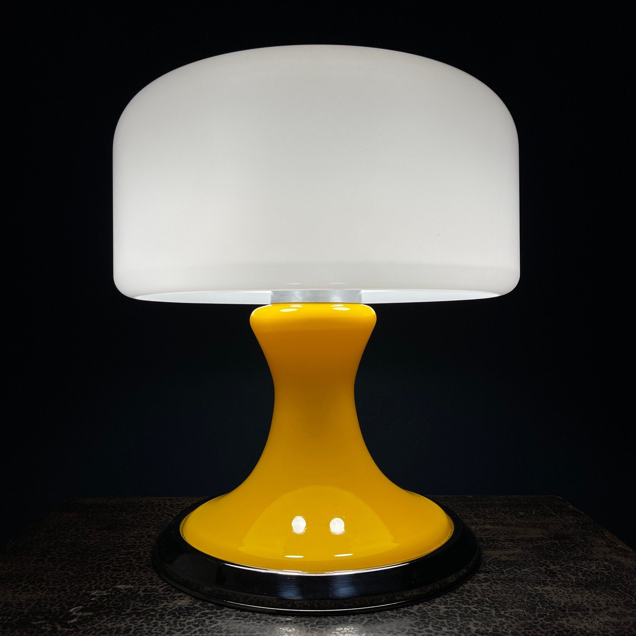 Vintage Mid-Century Modern Table Lamp, Italy 1970s, Space Age, Yellow