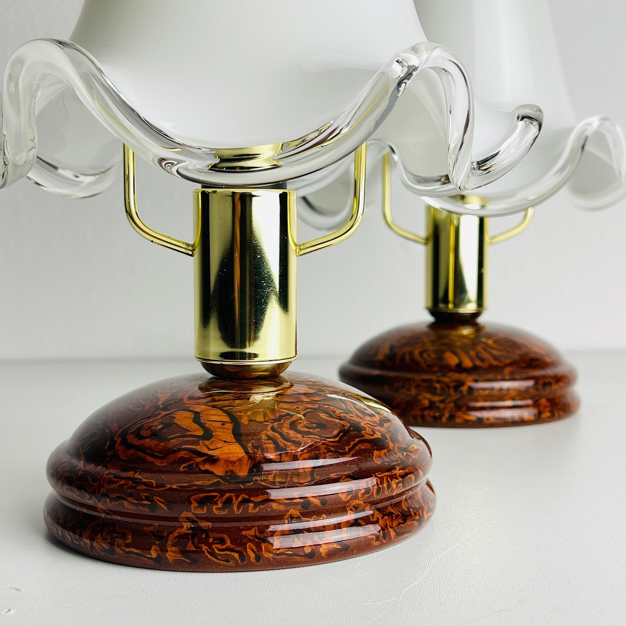 Vintage murano night table lamps Italy 1980s Set of 2 Vintage home decor