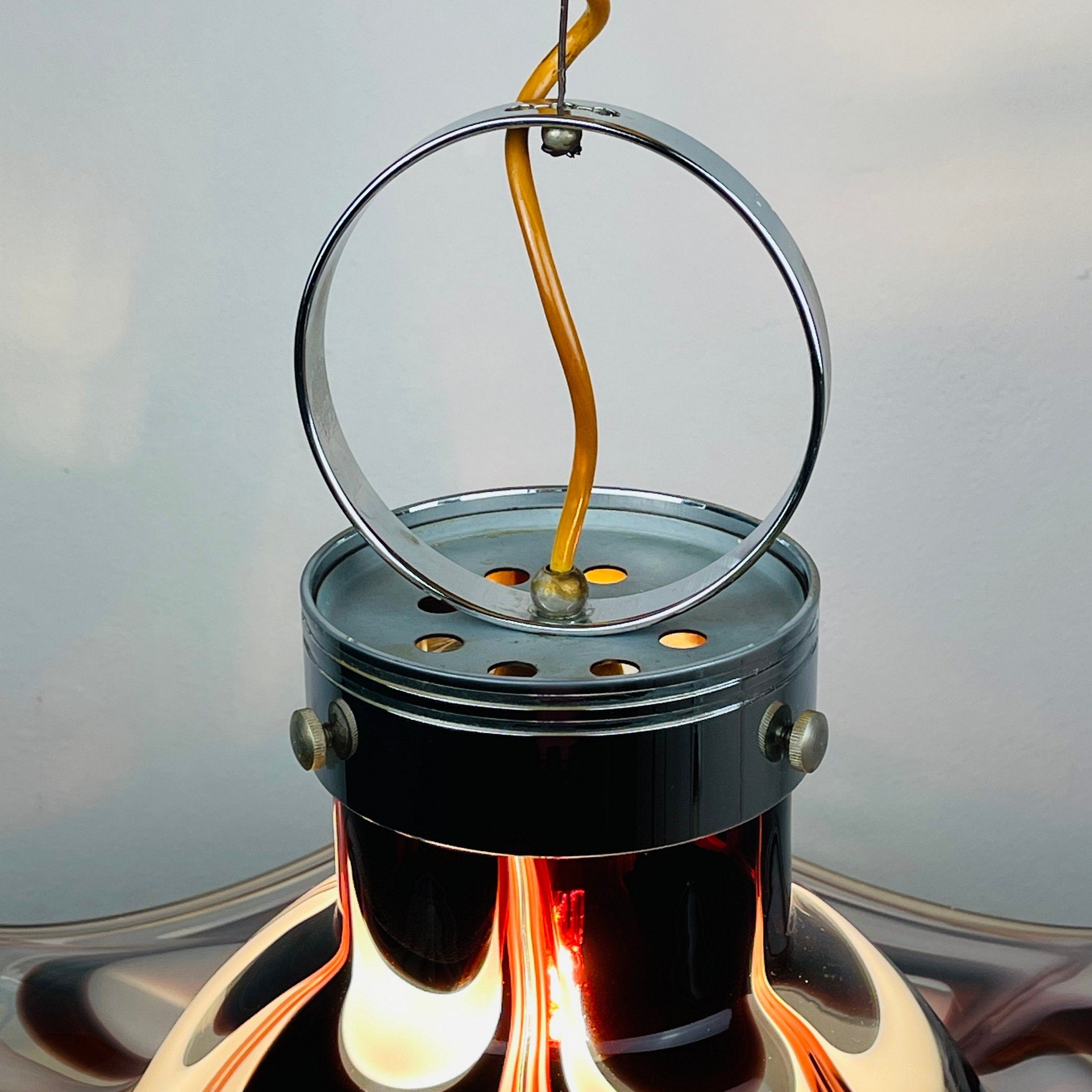 Original murano pendant lamp Flower by AV Mazzega Italy 1970s