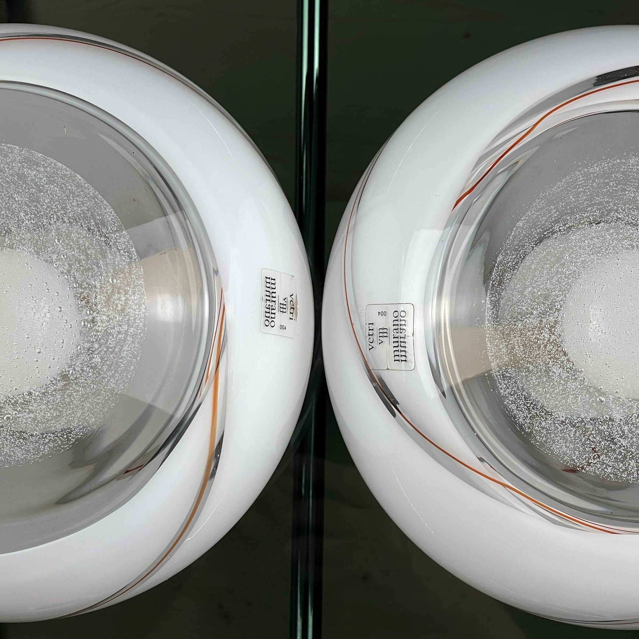 Vintage Murano Glass Table Lamps: Italian Mid-Century Modern Sphere, Set of 2