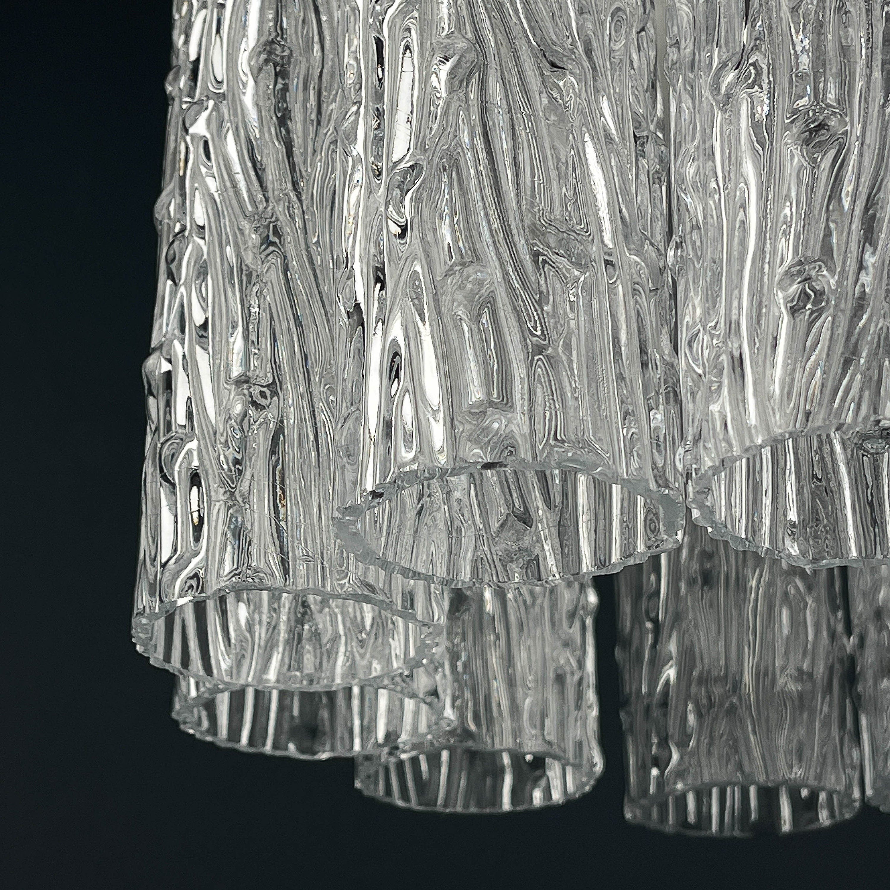 Mid-century murano glass chandelier Tronchi by Toni Zuccheri for Venini Italy 1960s