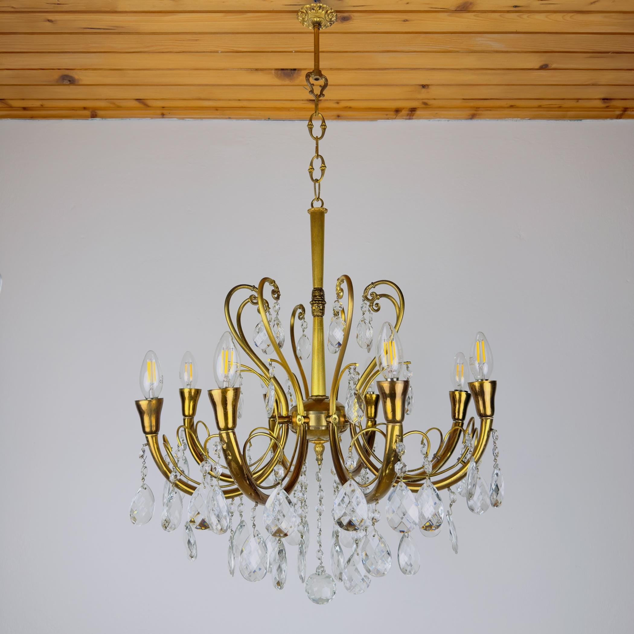 Vintage crystal chandelier, Italy 1950s