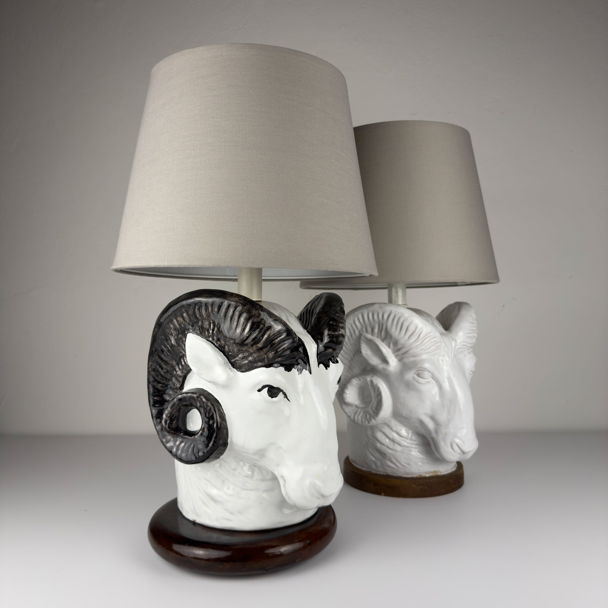Vintage table lamps Ram Head, Italy 1970s Set of 2