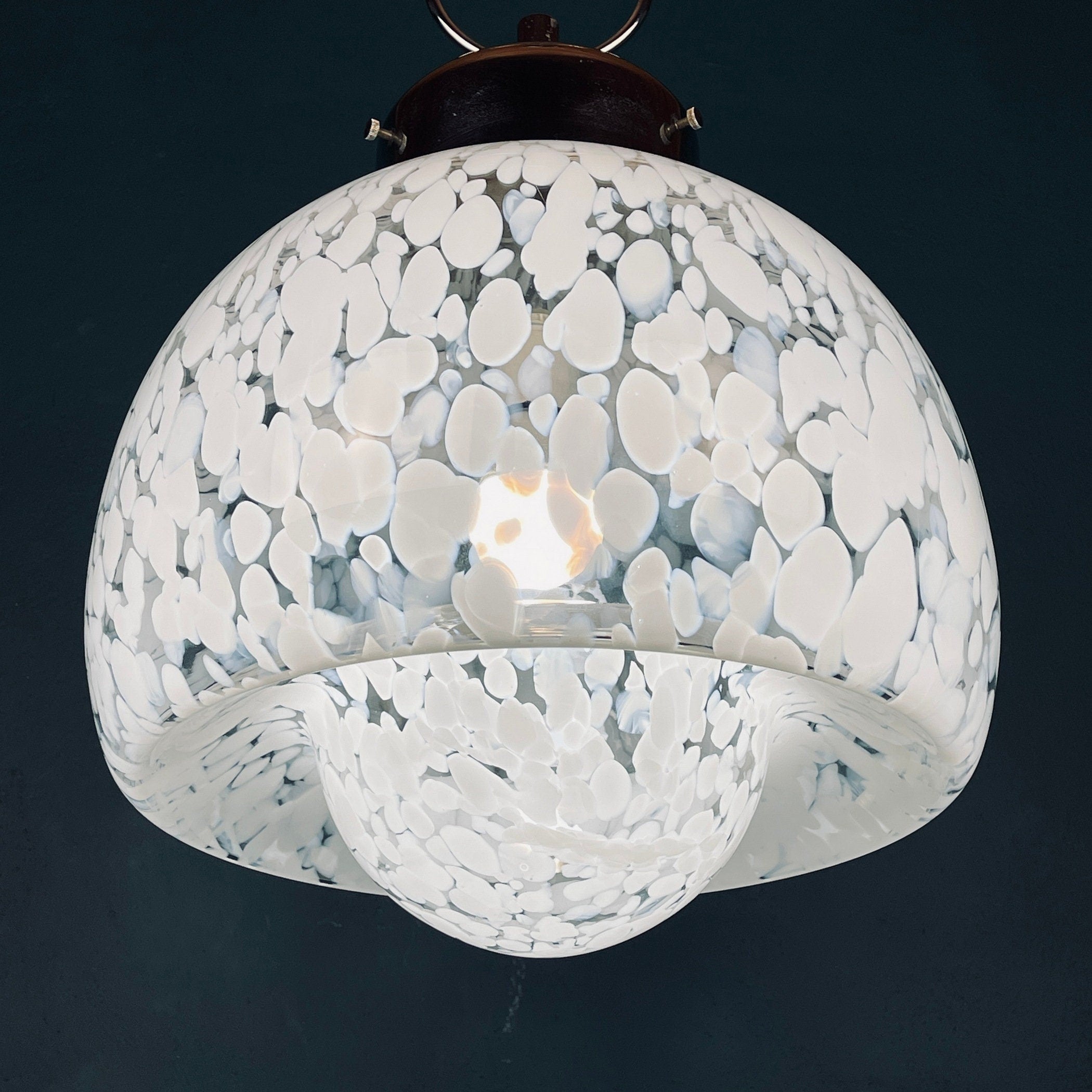 Vintage Murano Glass Mushroom Pendant Lamp: Carlo Nason Mazzega, Italy 1960s