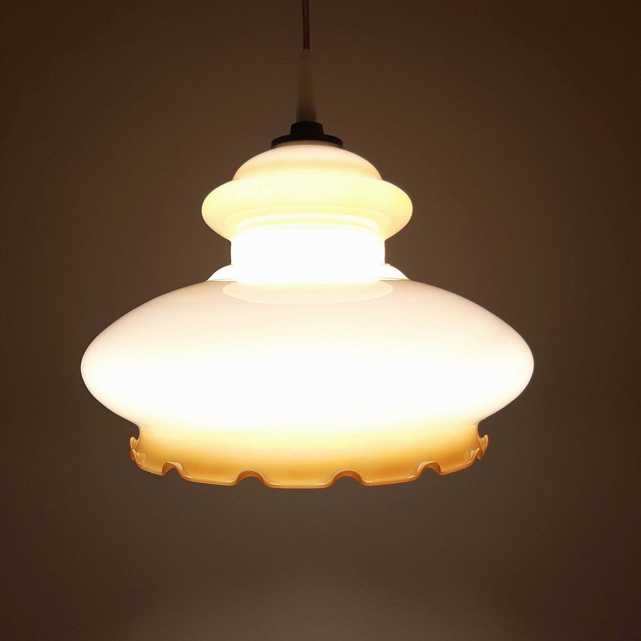 Vintage glass lamp Yugoslavia '70s Mid-century ceiling lamp Retro lighting