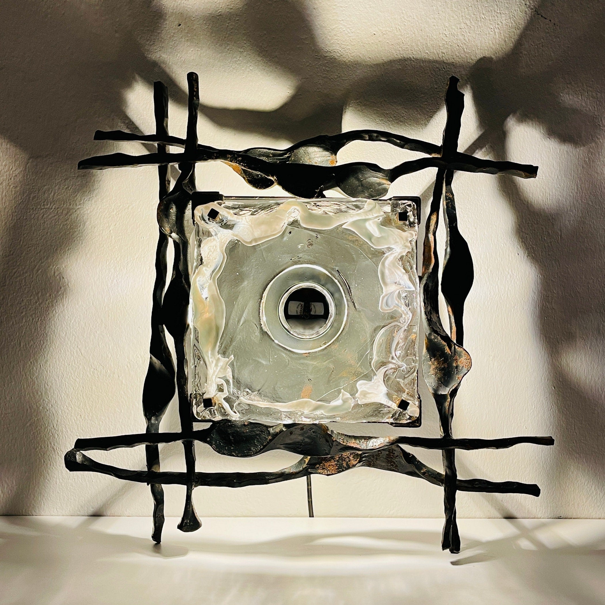 Large Iron Wall Lamp Brutalist, 1960s, Mid-Century Modern