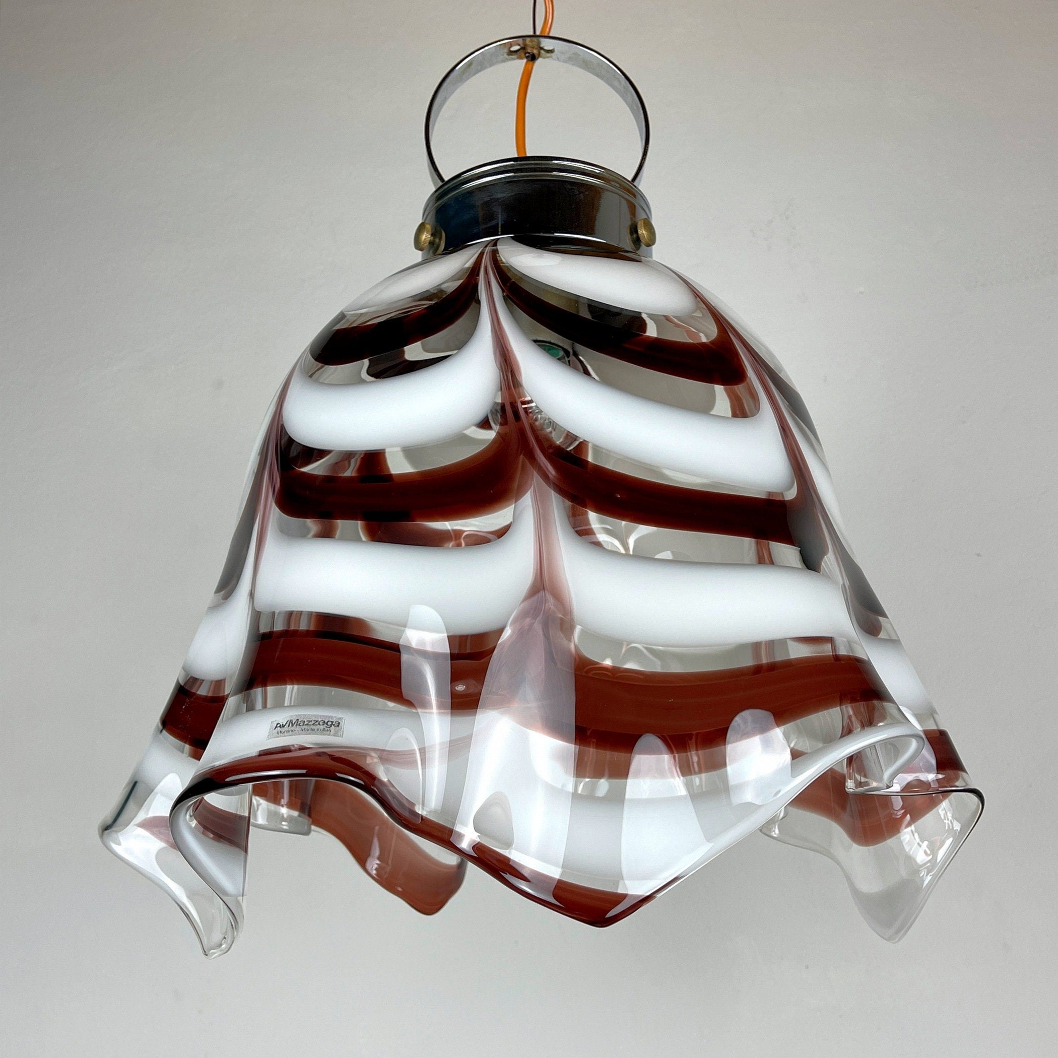 Original murano pendant lamp Fazzoletto by AV Mazzega Italy 1970s