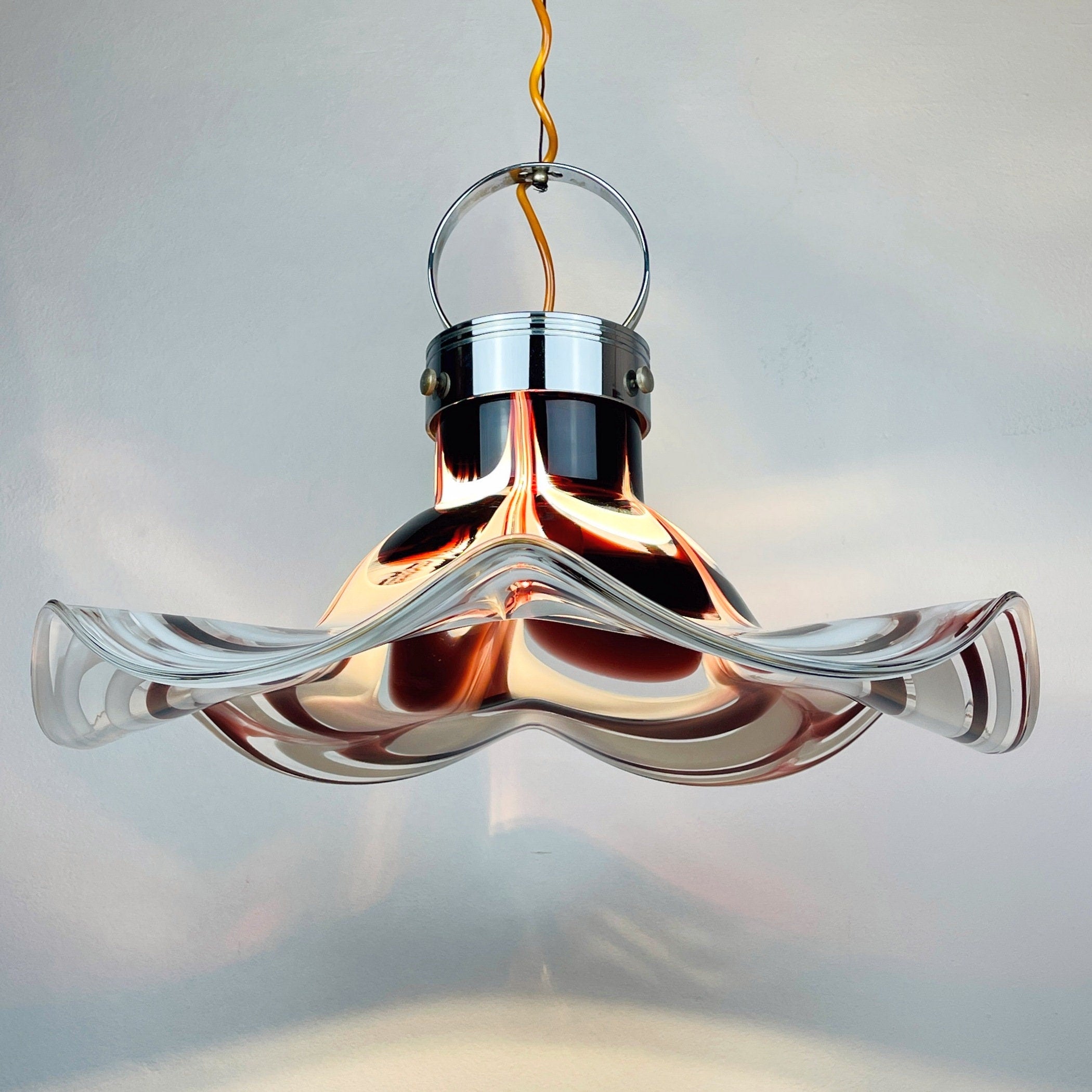 Original murano pendant lamp Flower by AV Mazzega Italy 1970s