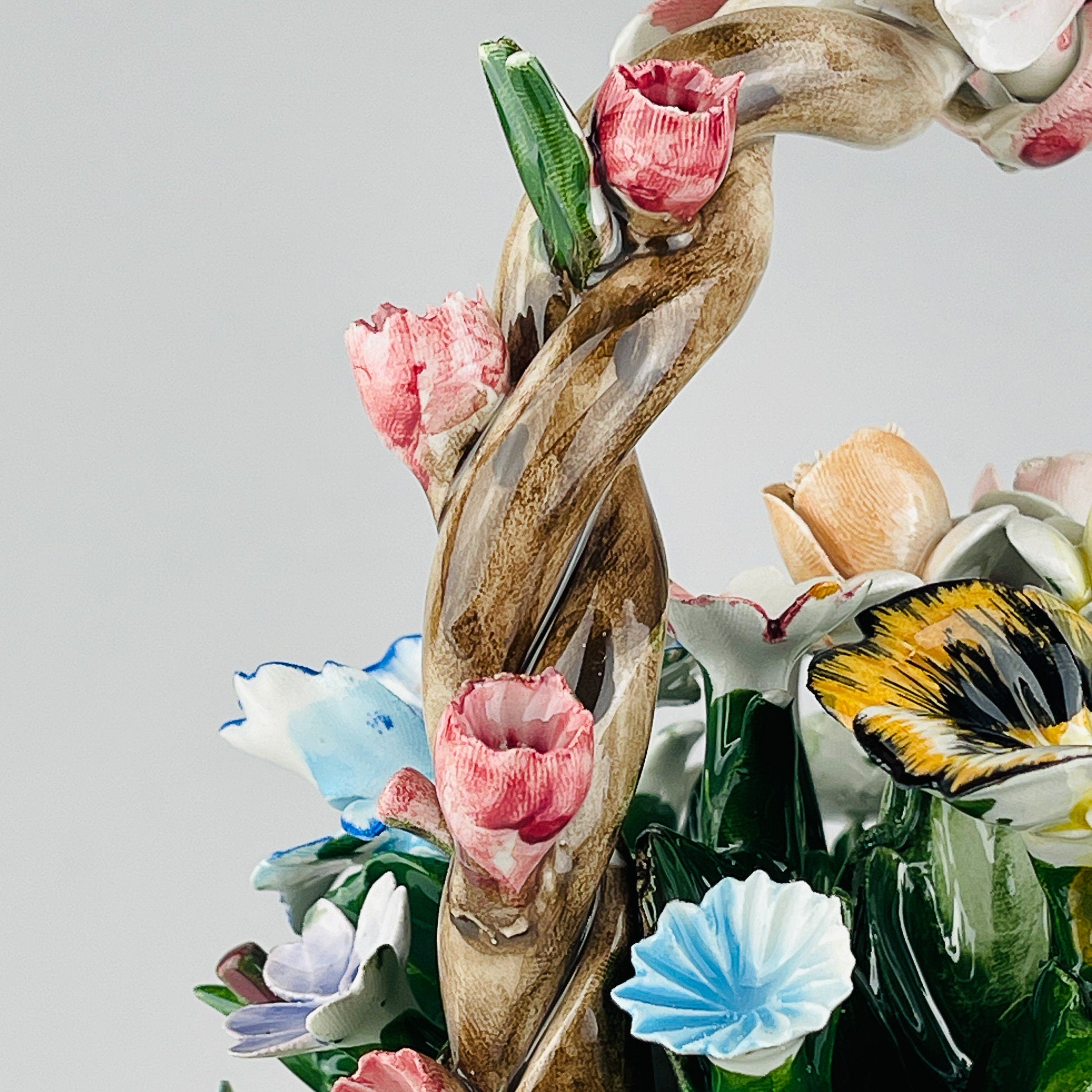 Vintage Capodimonte Ceramic Flower Basket by S. Rioleva, Italy 1960s