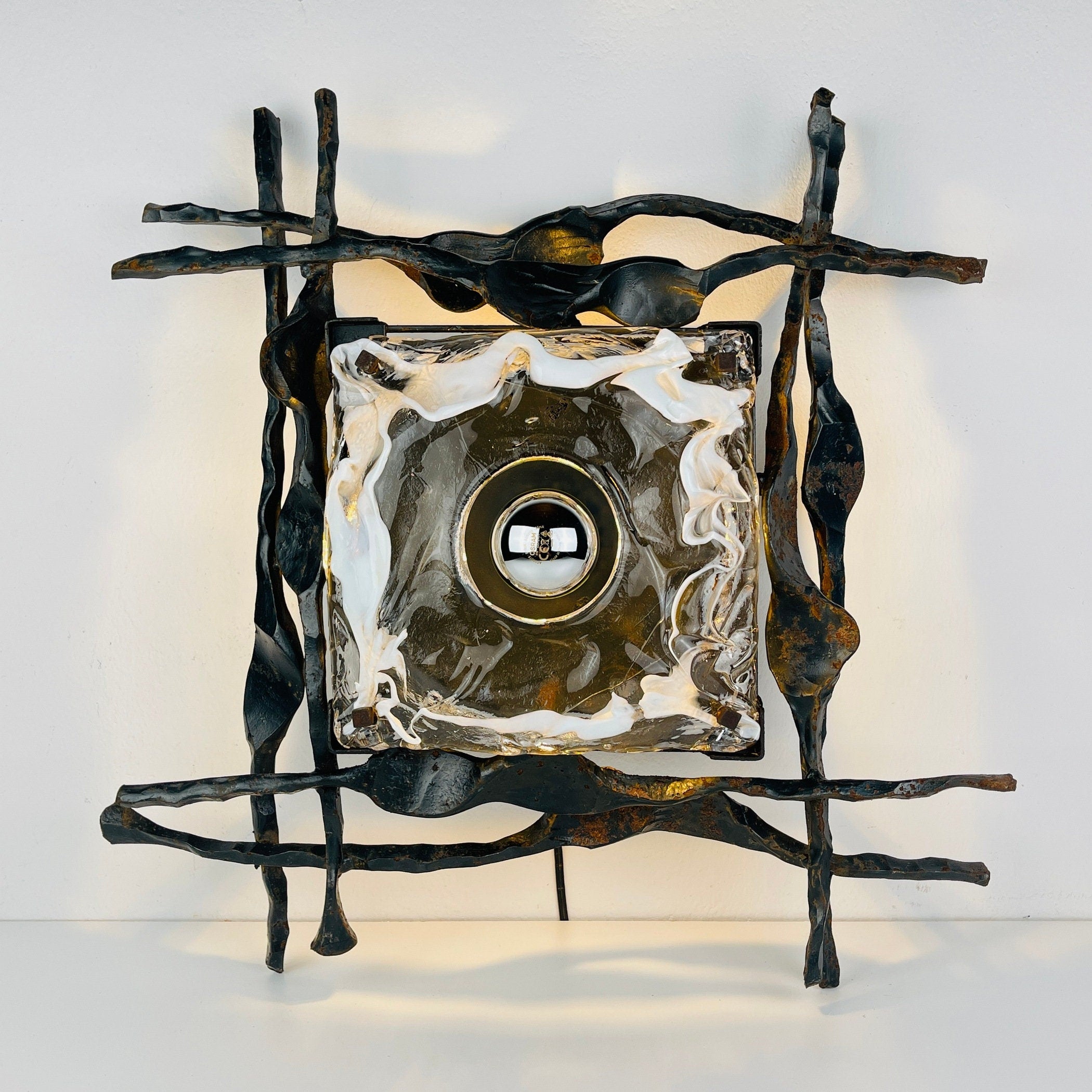 Large Iron Wall Lamp Brutalist, 1960s, Mid-Century Modern