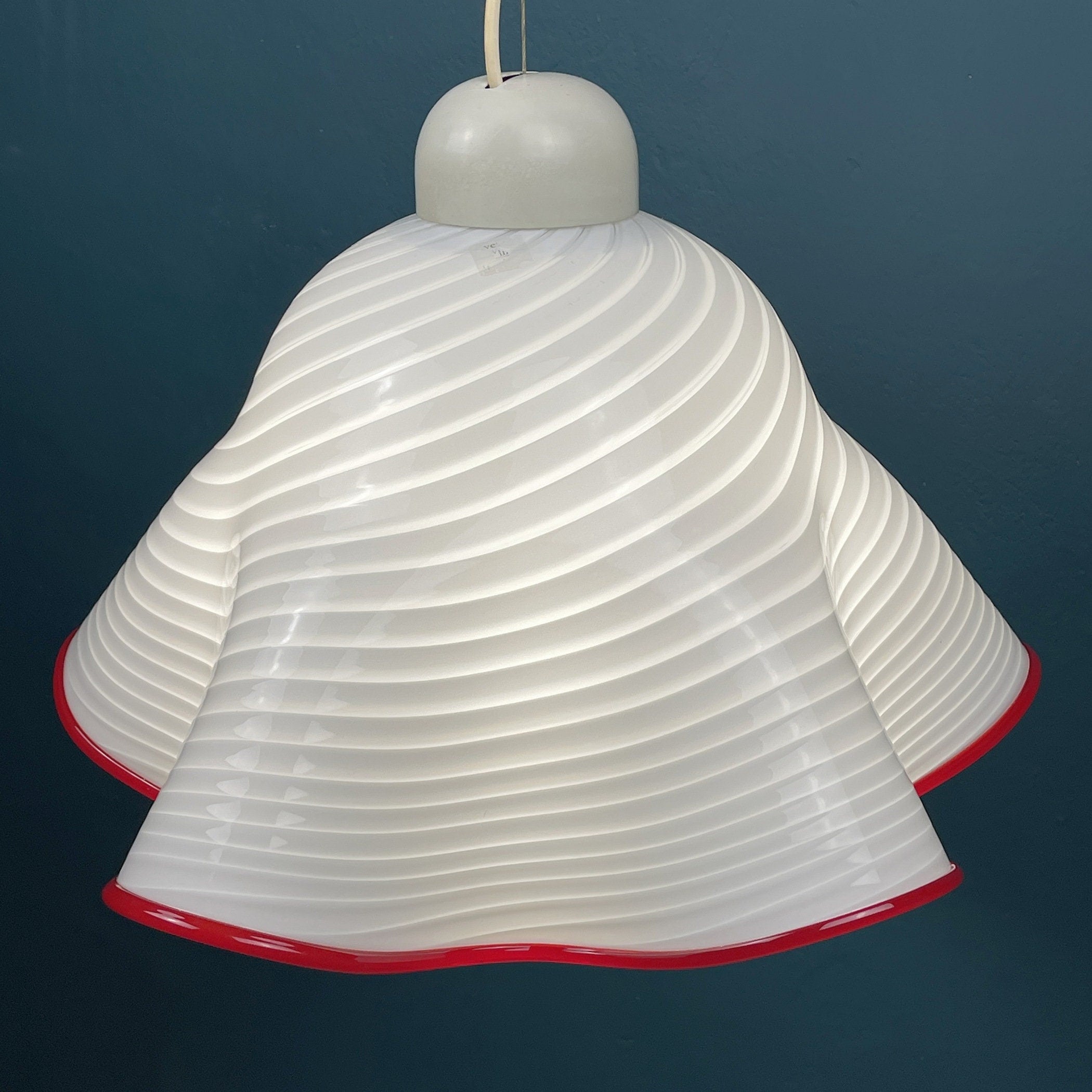 Vintage Murano Pendant Lamp Fazzoletto Vetri Murano, Italy 1970s, Mid-century Modern Italian Design