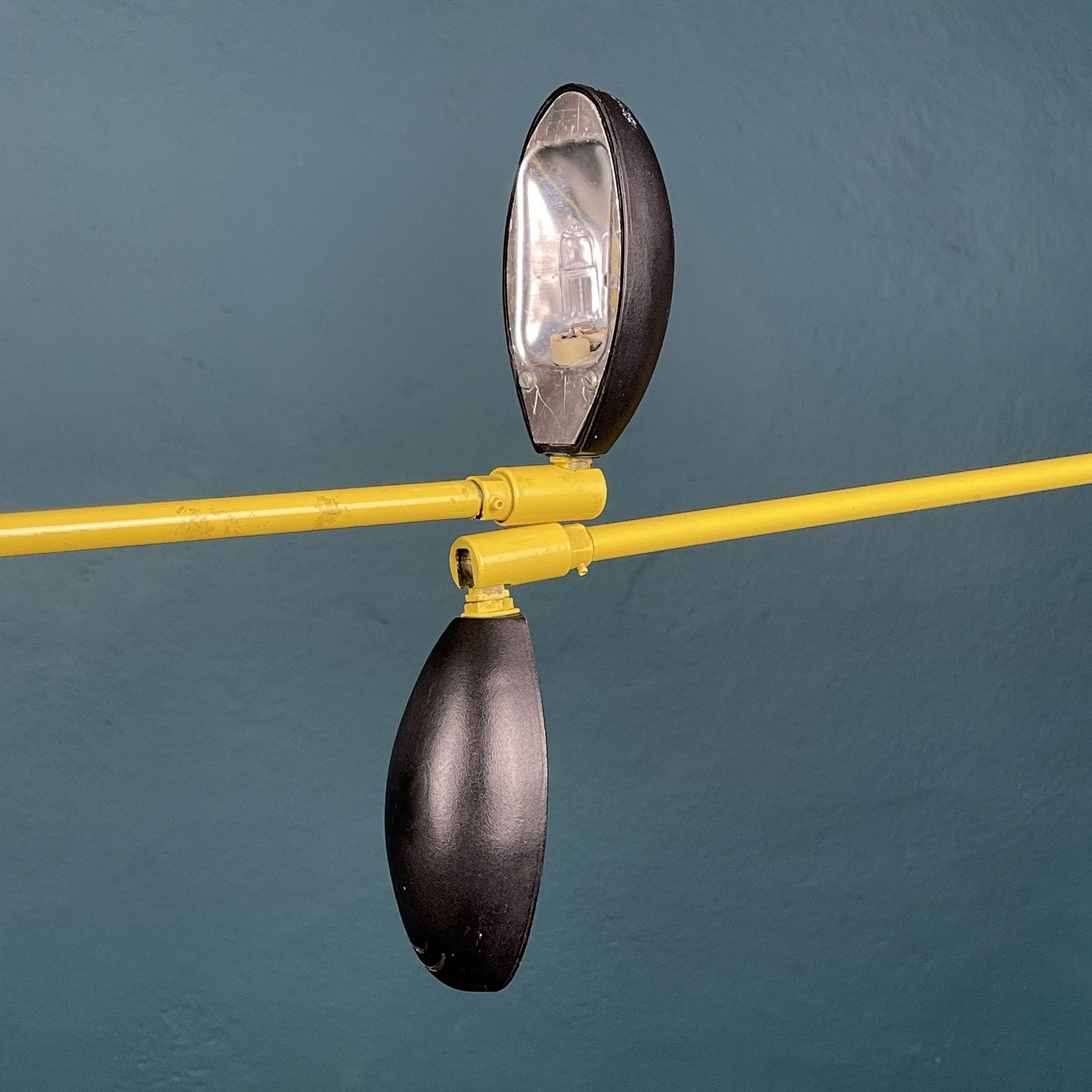 Pair of yellow floor lamps Yugoslavia 1960s Industrial Mid-century lighting Space age