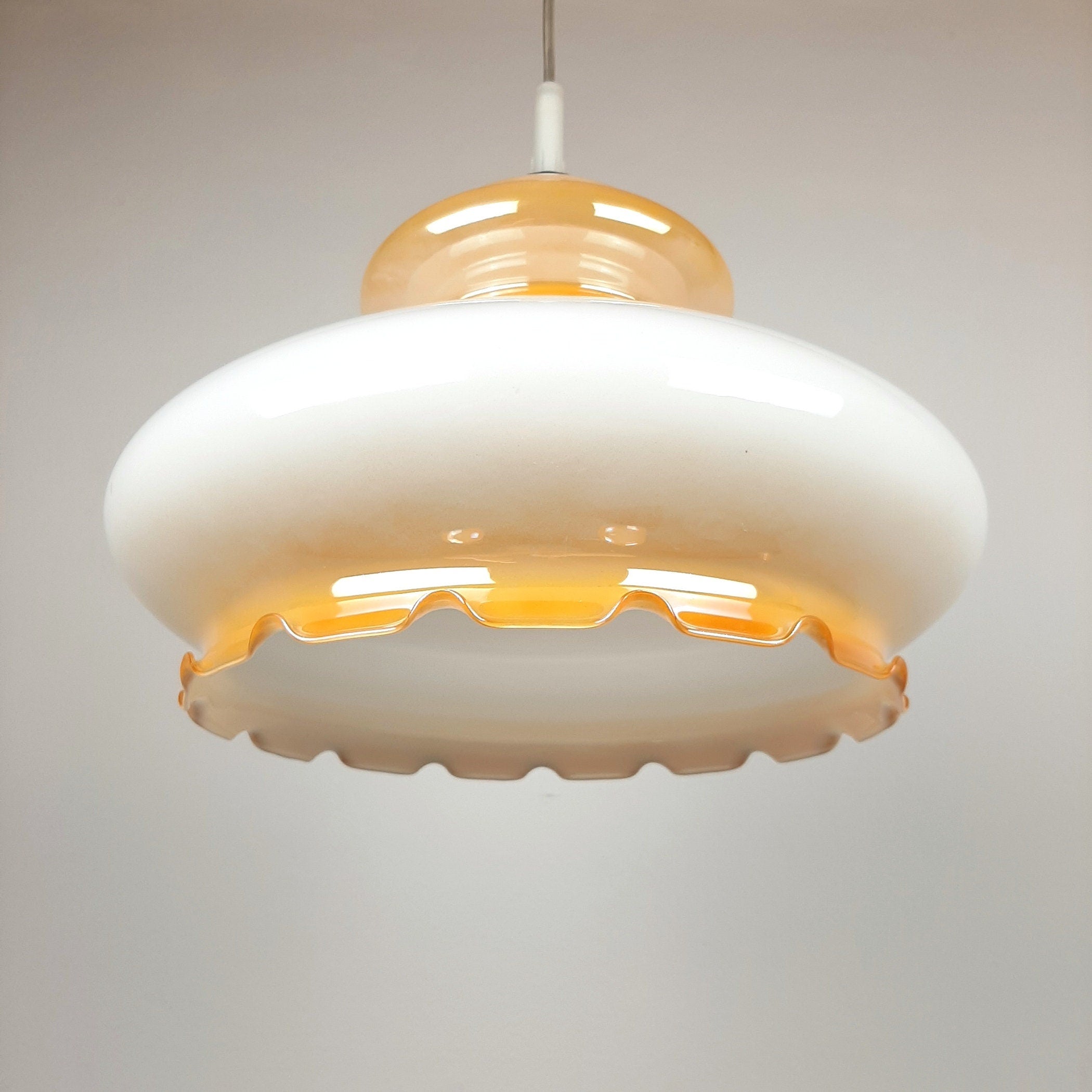 Vintage glass lamp Yugoslavia '70s Mid-century ceiling lamp Retro lighting