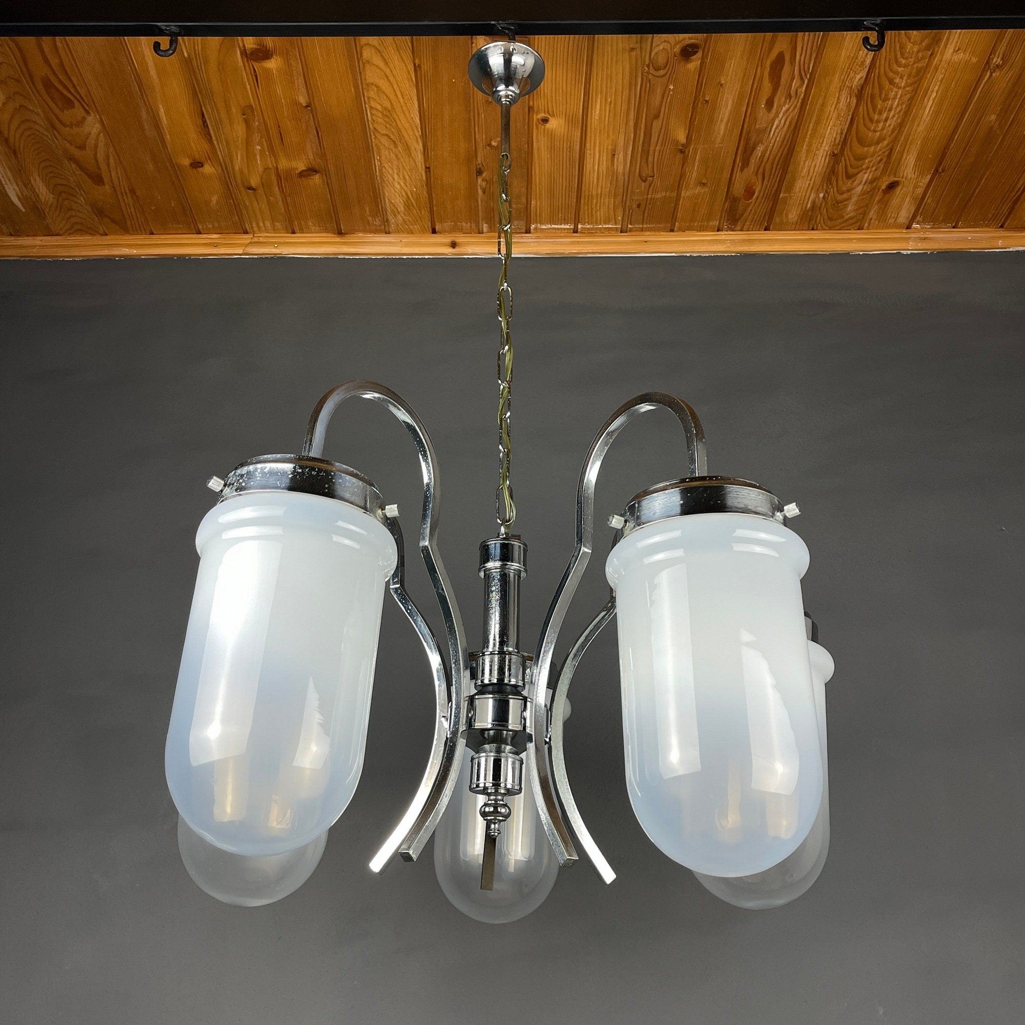 Mid-Century Murano Glass Chandelier - Italian Space Age Lighting