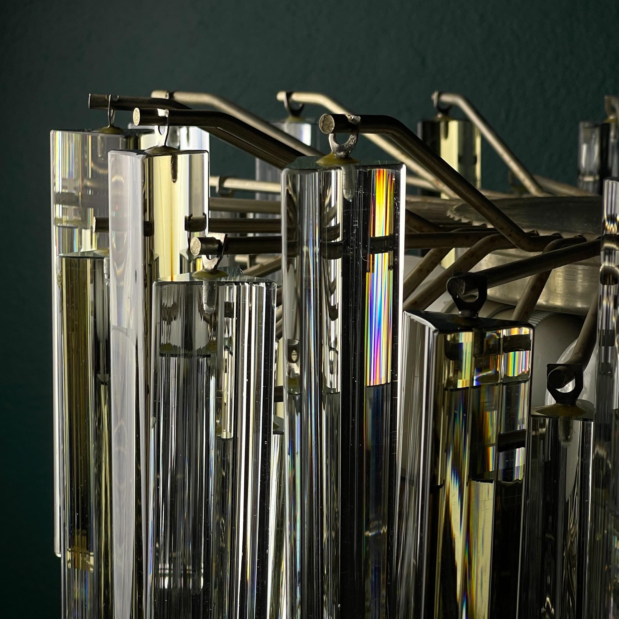 Original cascade Murano glass Crystal Prism Chandelier from Venini, Italy 1970s