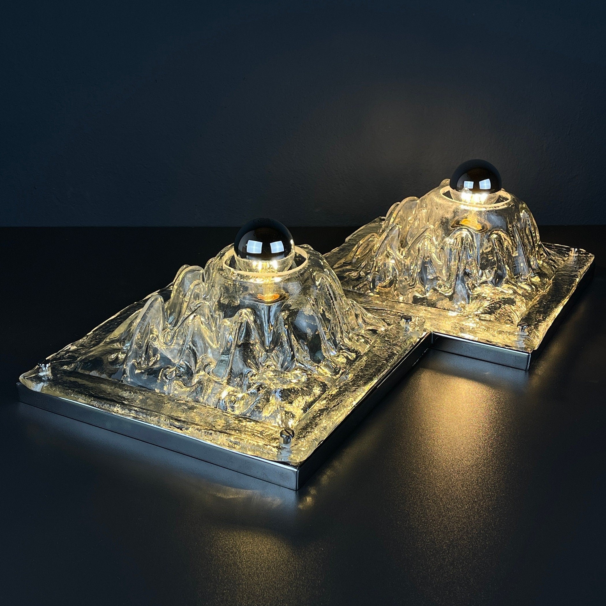 Vintage Murano Glass Wall Lamps - Angelo Brotto Polifemo - 1970s Italian Design, Set of 2
