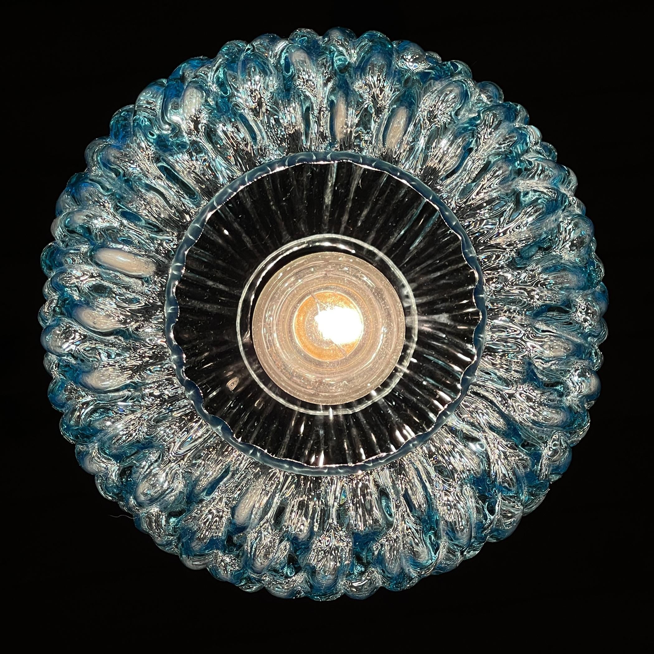 Vintage blue Murano pendant lamp by Stilnovo, Italy 1950s, Mid-century Italian modern