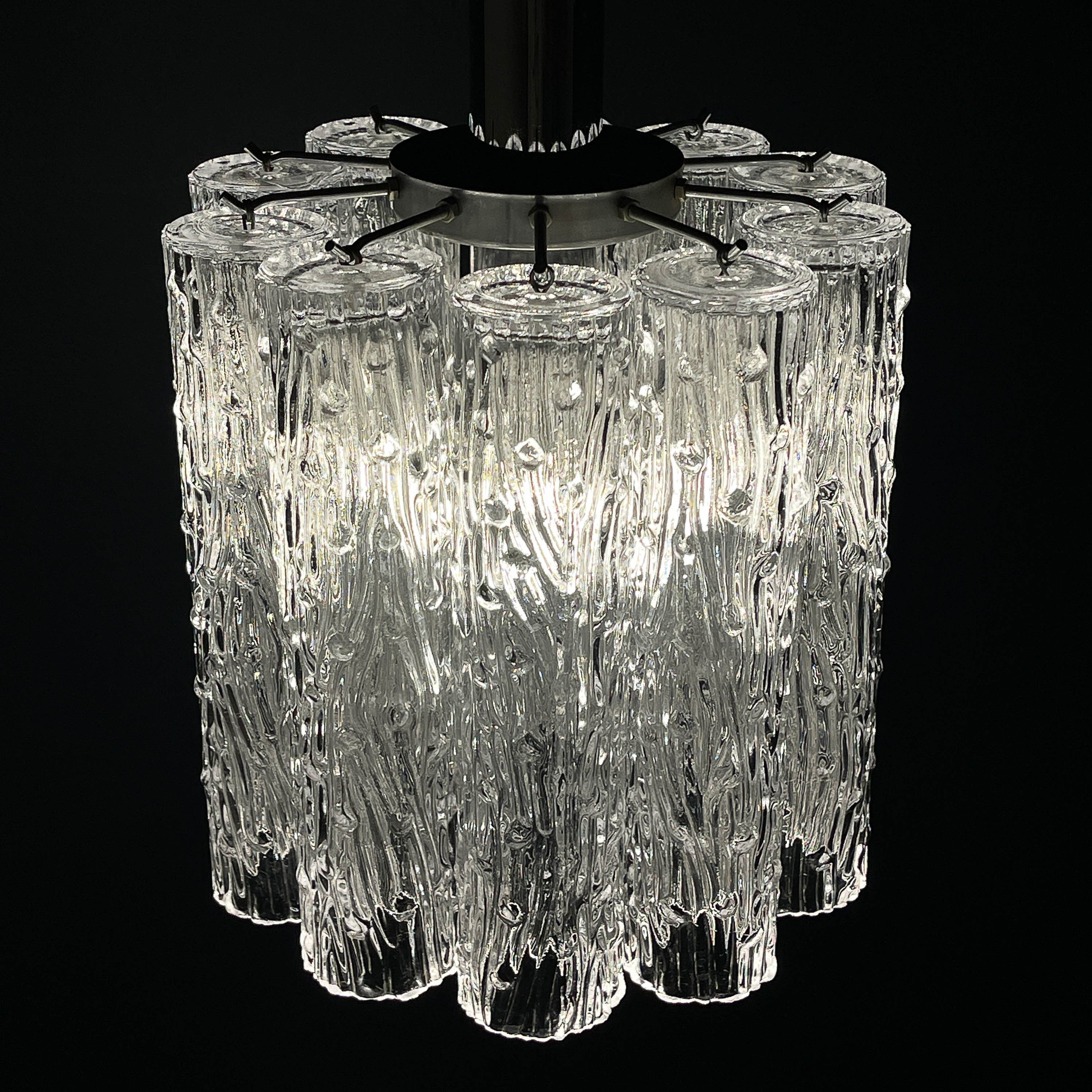 Mid-century murano glass chandelier Tronchi by Toni Zuccheri for Venini Italy 1960s