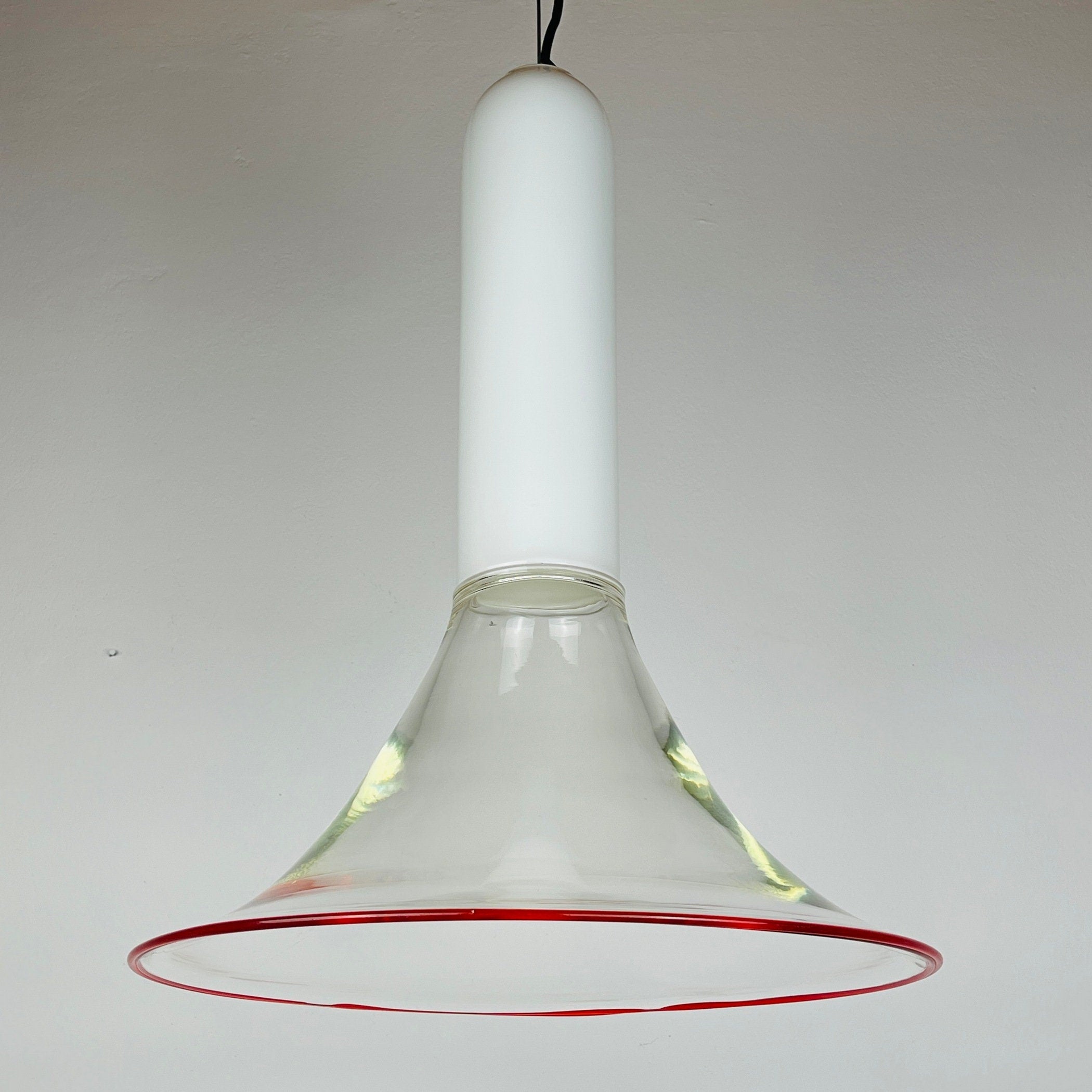 Murano Glass Pendant Lamp: Mid-Century Modern Italian Lighting by Leucos, 1970s