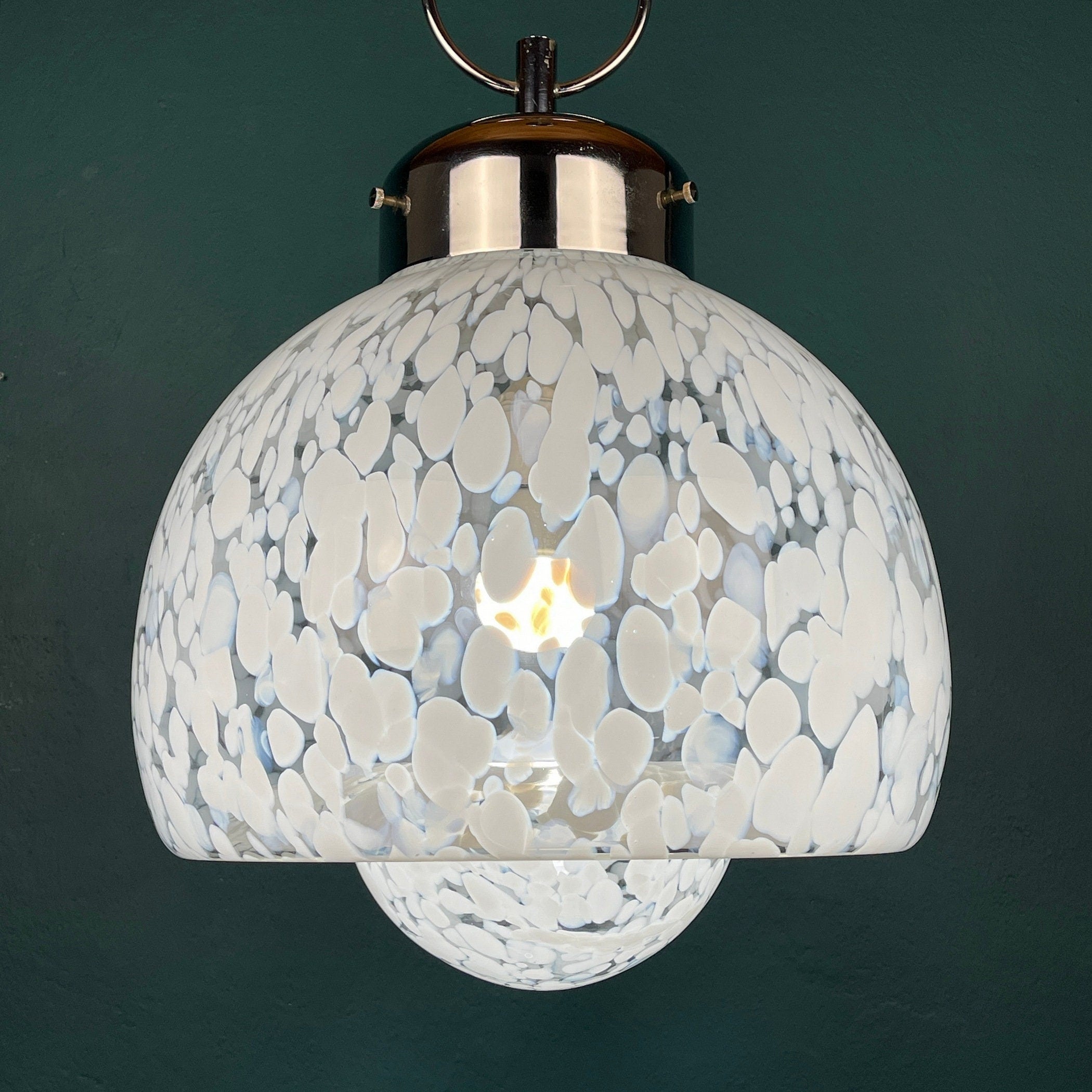 Vintage Murano Glass Mushroom Pendant Lamp: Carlo Nason Mazzega, Italy 1960s