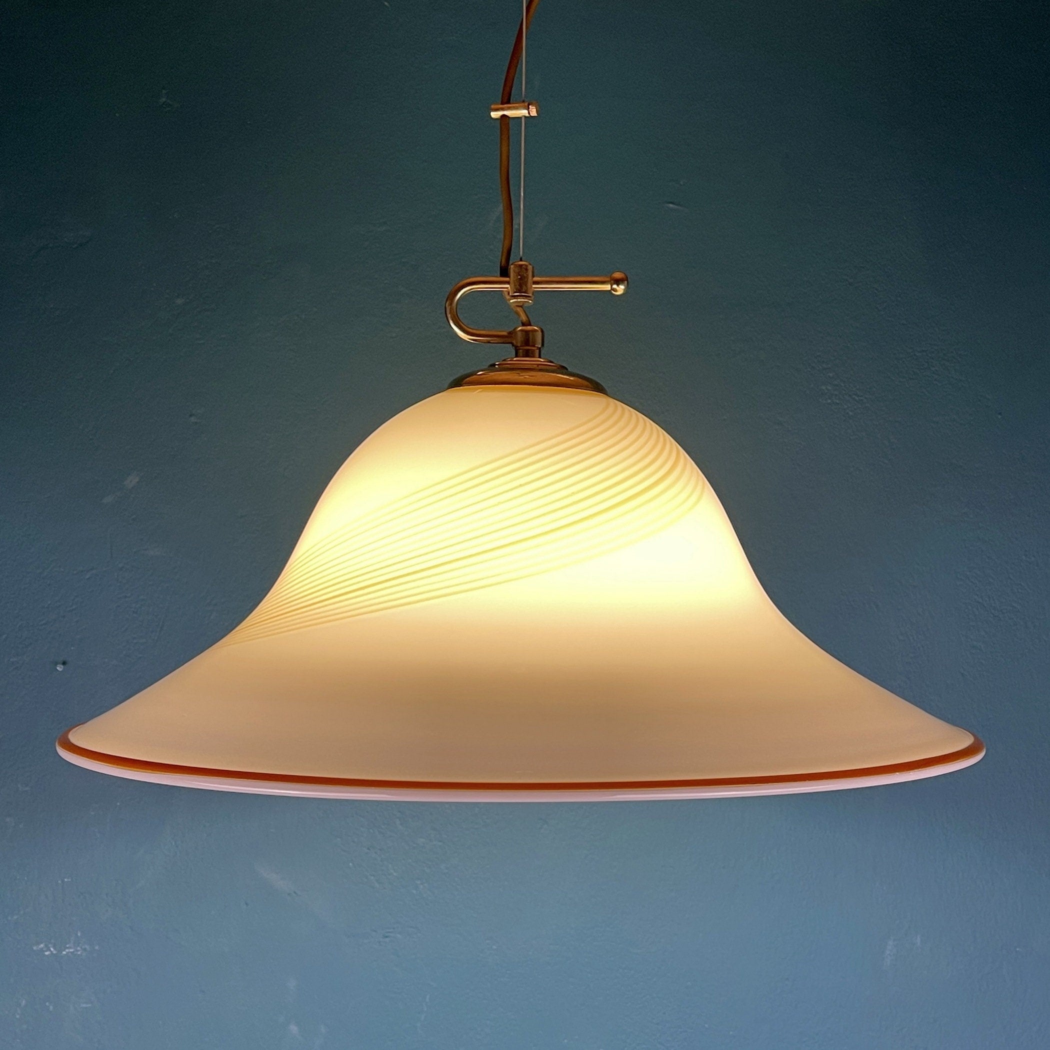 Vintage De Majo Murano Glass Pendant Lamp: Beige Mid-Century Lighting