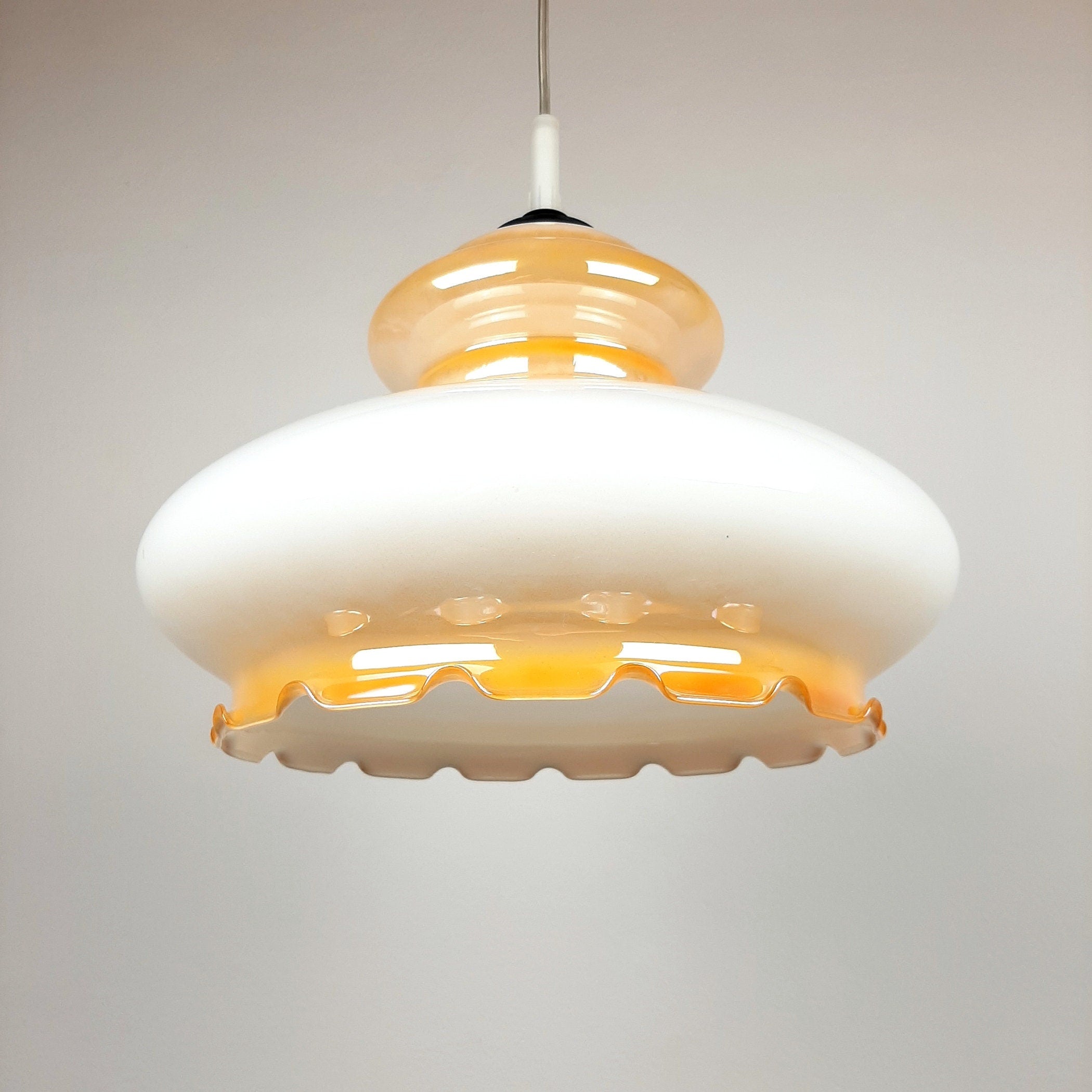 Vintage glass lamp Yugoslavia '70s Mid-century ceiling lamp Retro lighting