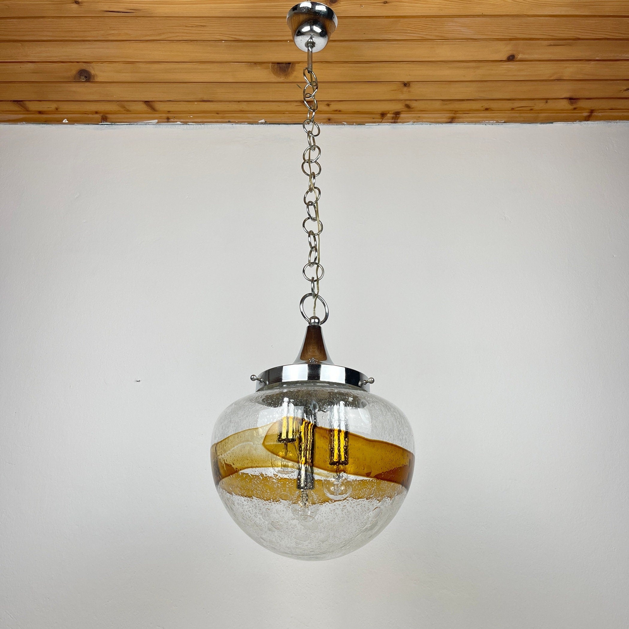Murano glass pendant lamp  Italy 1970s Space age Mid-century modern italian lighting