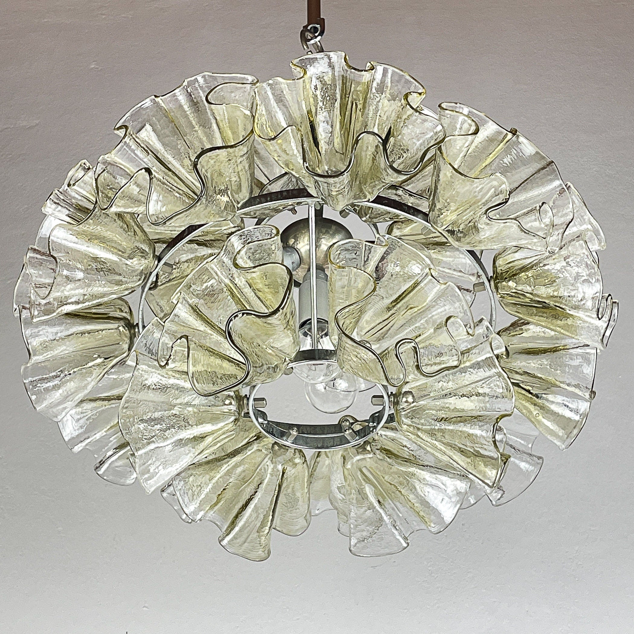 Murano glass chandelier by Mazzega, Italy 1970s, Mid-century modern lamp